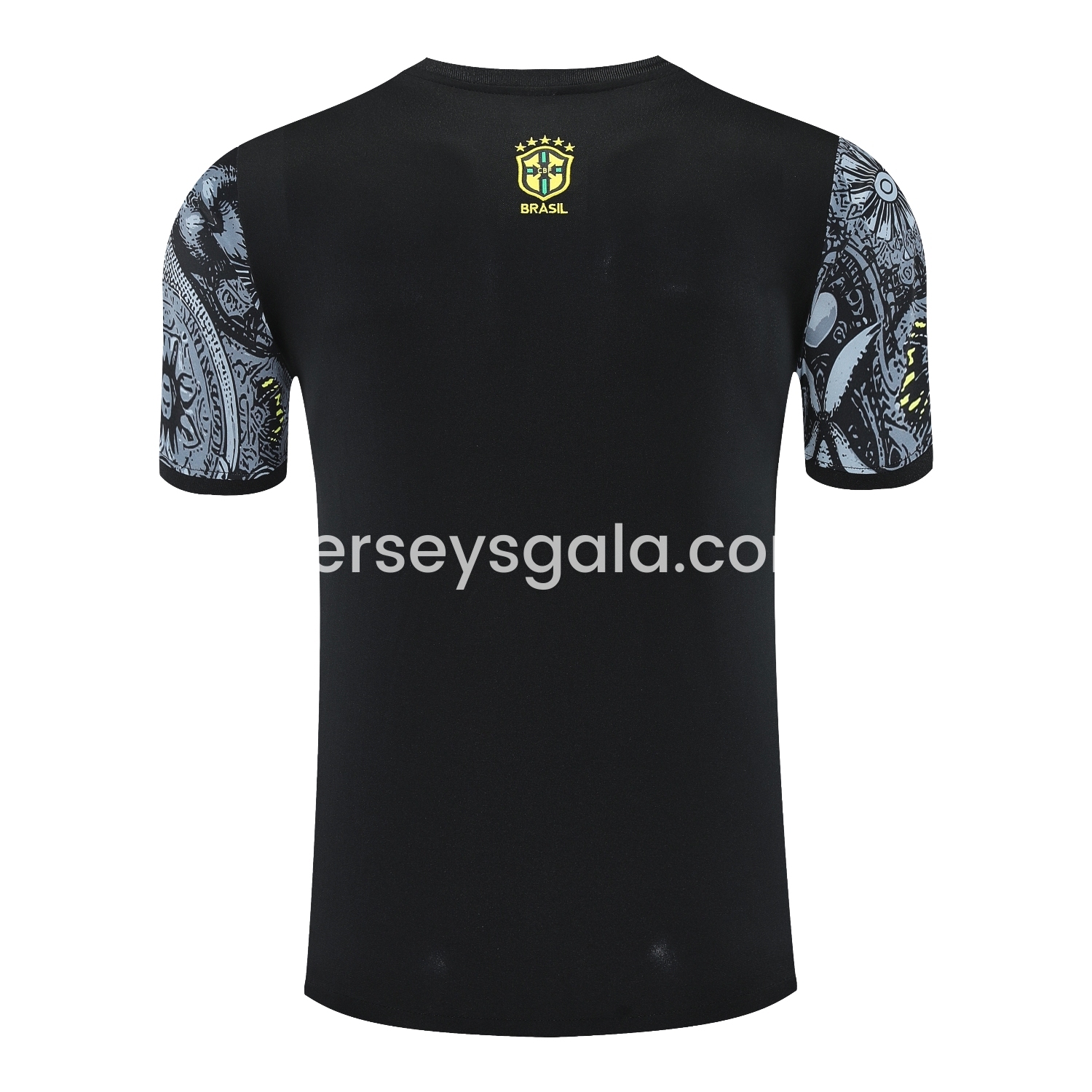 JerseysGala.com | Brazil 25-26 Gray Jesus Statue Short-Sleeve Training Set - Gray Top & Black Shorts -Customize Name, Number and Patch | Worldwide Shipping