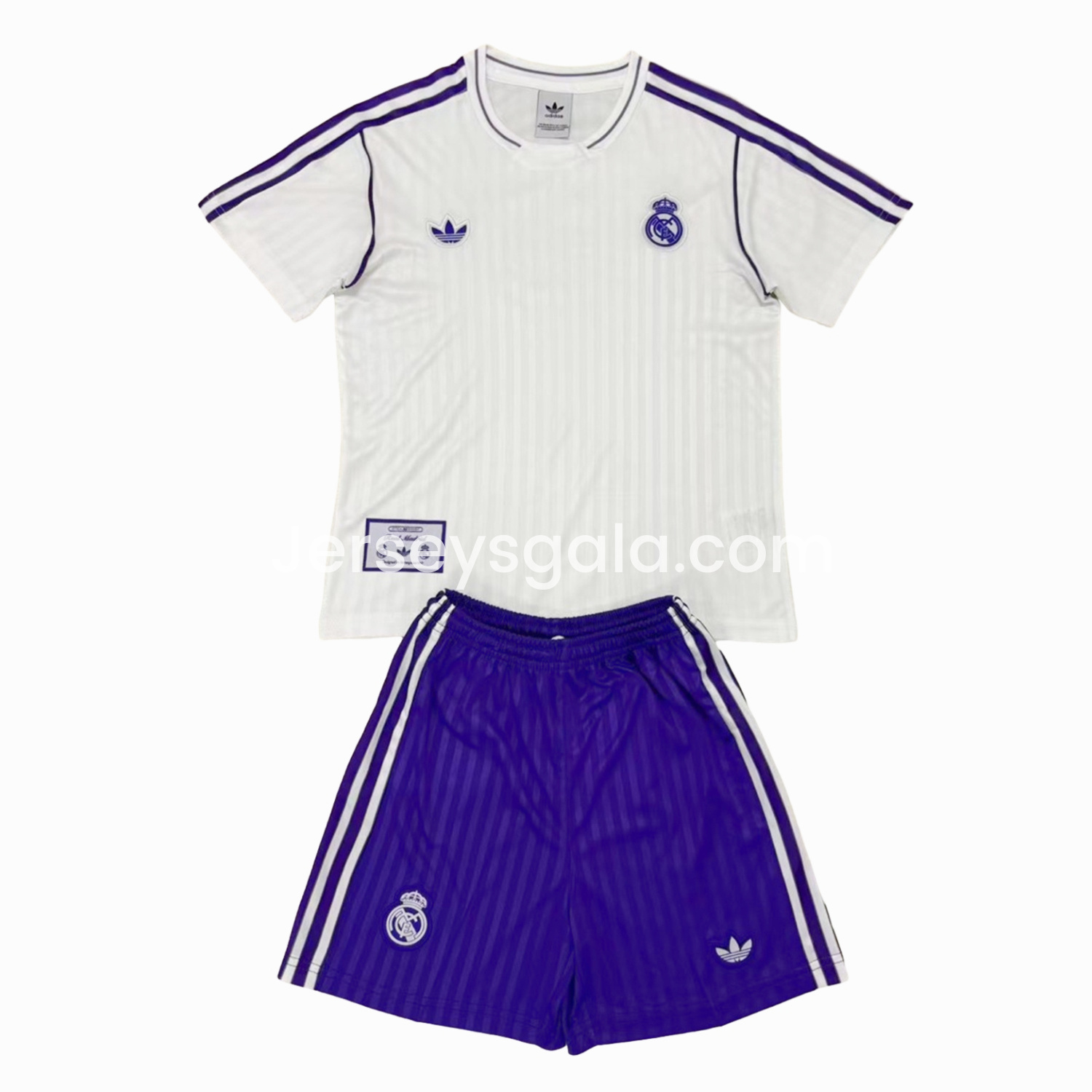 JerseysGala.com | Real Madrid 24-25 White Terrace Icon Retro Style Kids Kit -Customize Name, Number and Patch | Worldwide Shipping