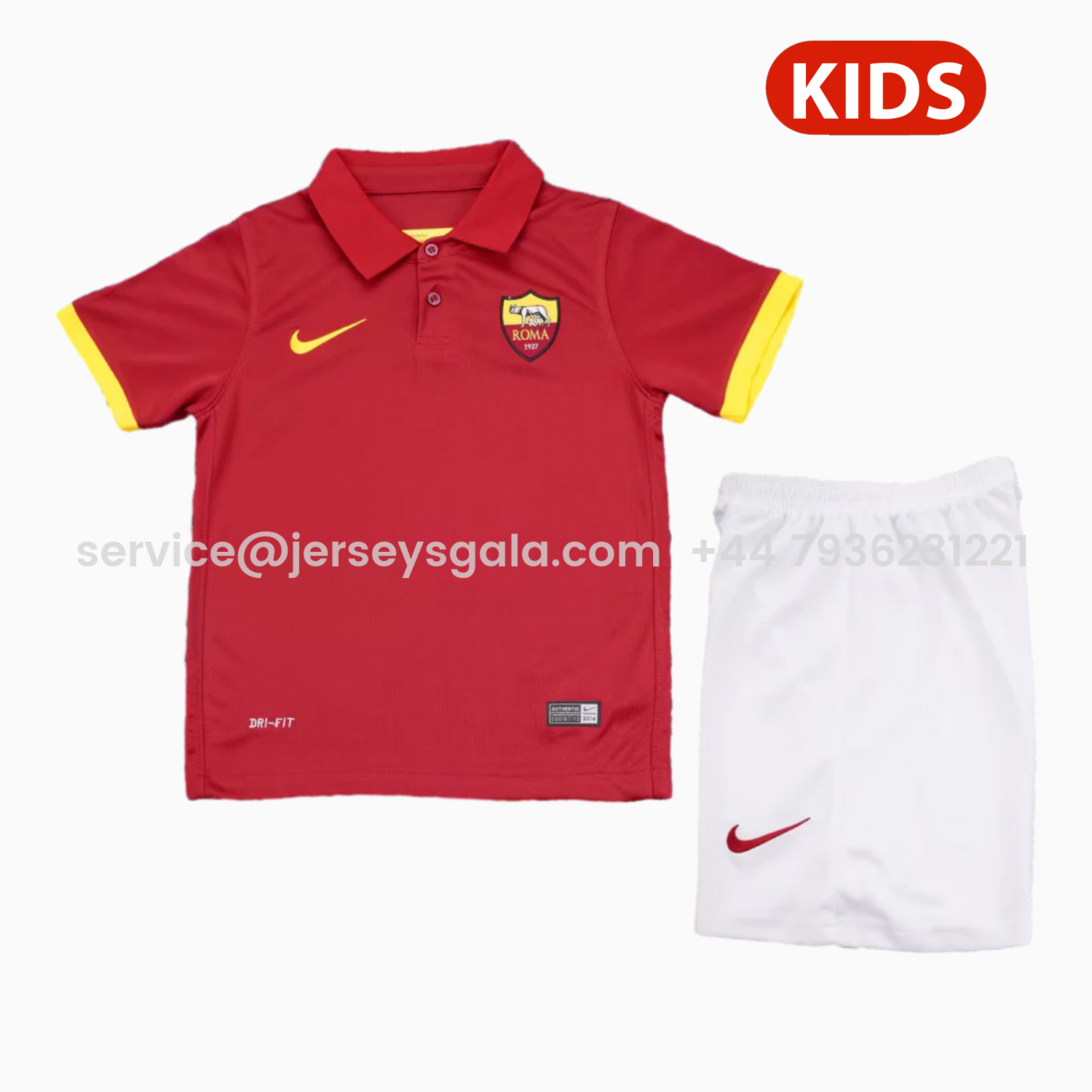 JerseysGala.com | Retro Roma 2014-15 Home Kids Kit -Customize Name, Number and Patch | Worldwide Shipping