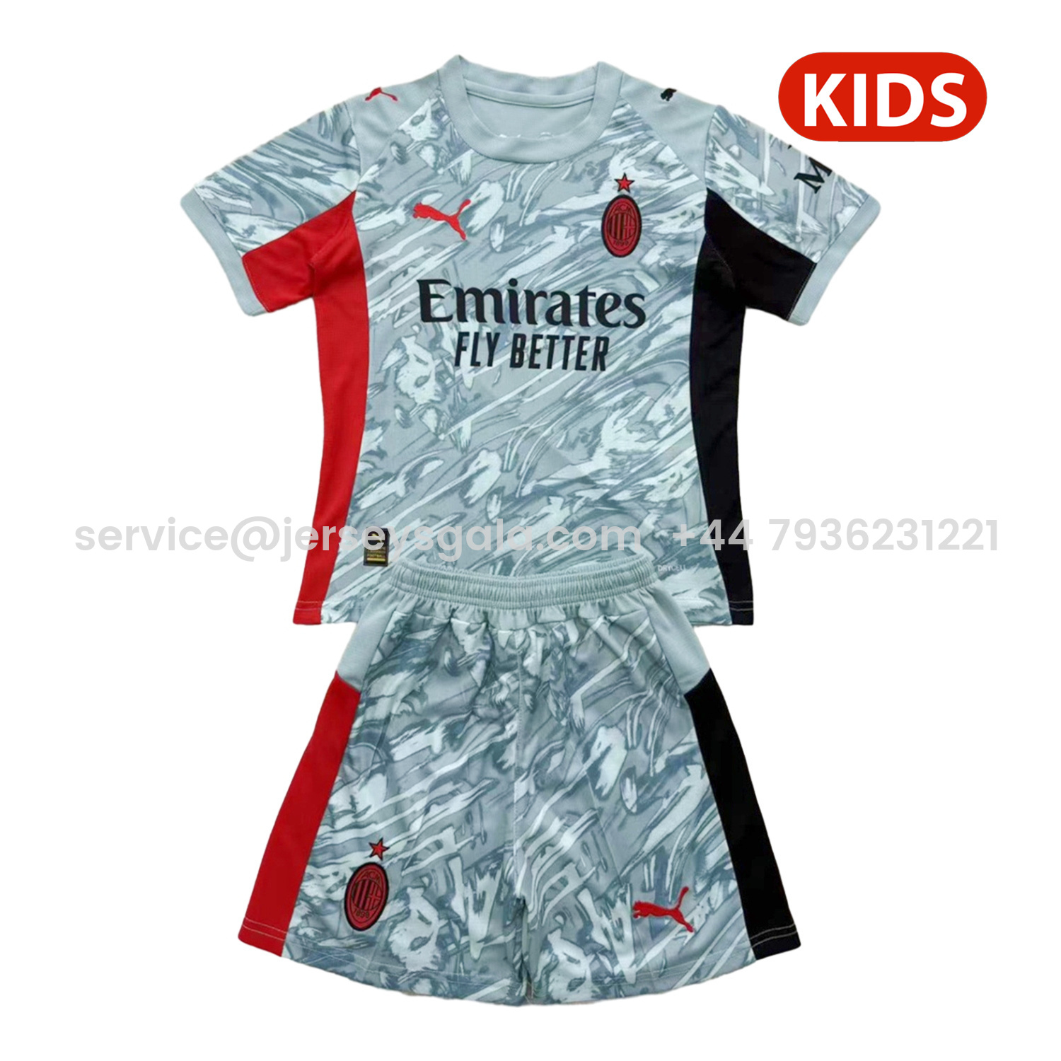JerseysGala.com | AC Milan 25-26 Blue Goalkeeper Kids Kit -Customize Name, Number and Patch | Worldwide Shipping