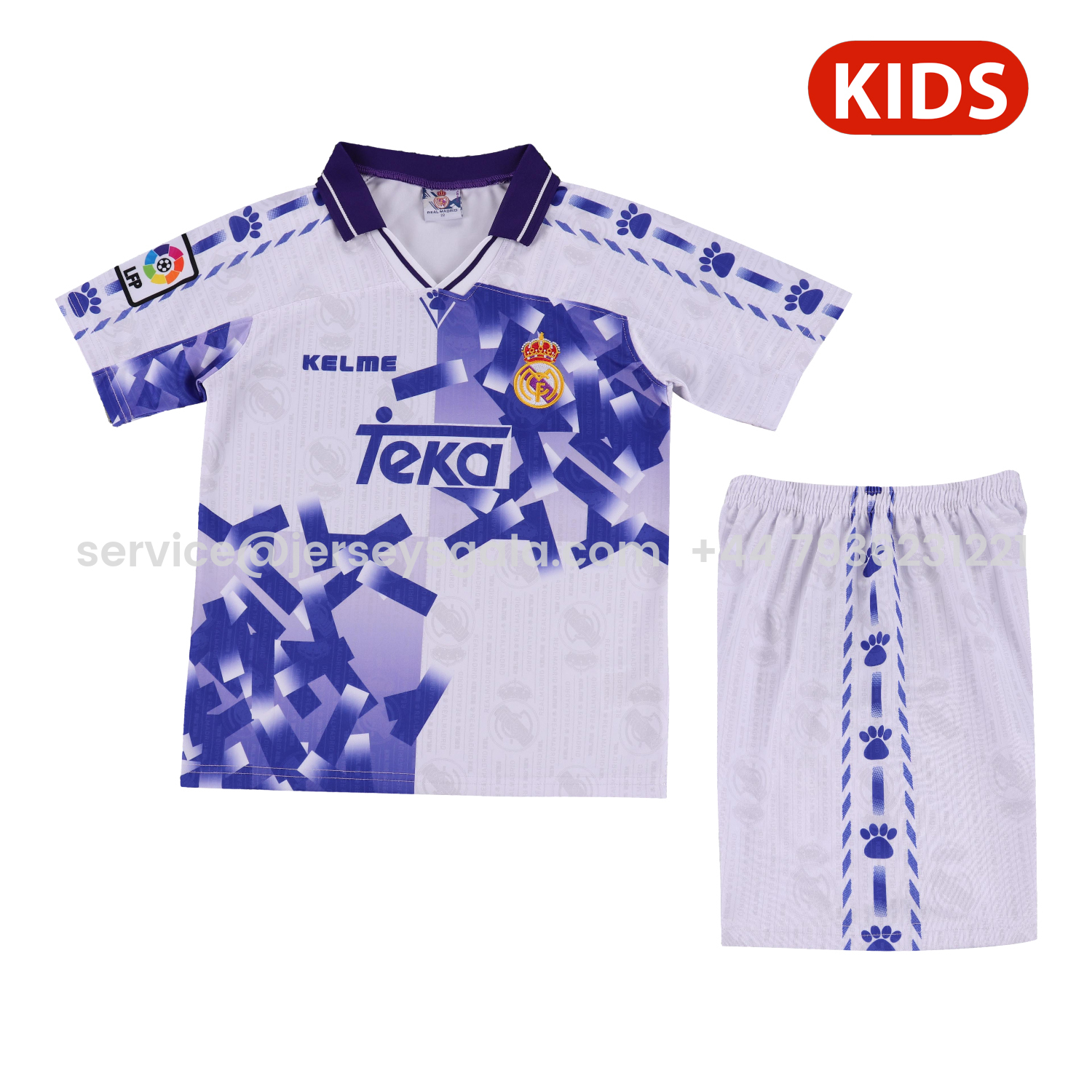 JerseysGala.com | Retro Real Madrid 96-97 Third Kids Kit -Customize Name, Number and Patch | Worldwide Shipping