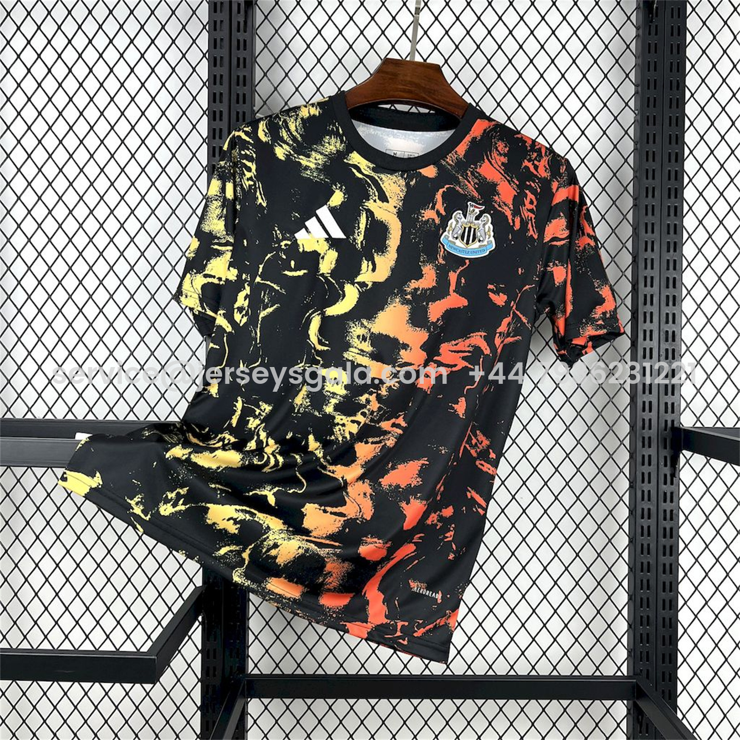 JerseysGala.com | Newcastle United 25-26 Orange Red Graffiti Black Pre-Match Training Jersey - Fans Version -Customize Name, Number and Patch | Worldwide Shipping