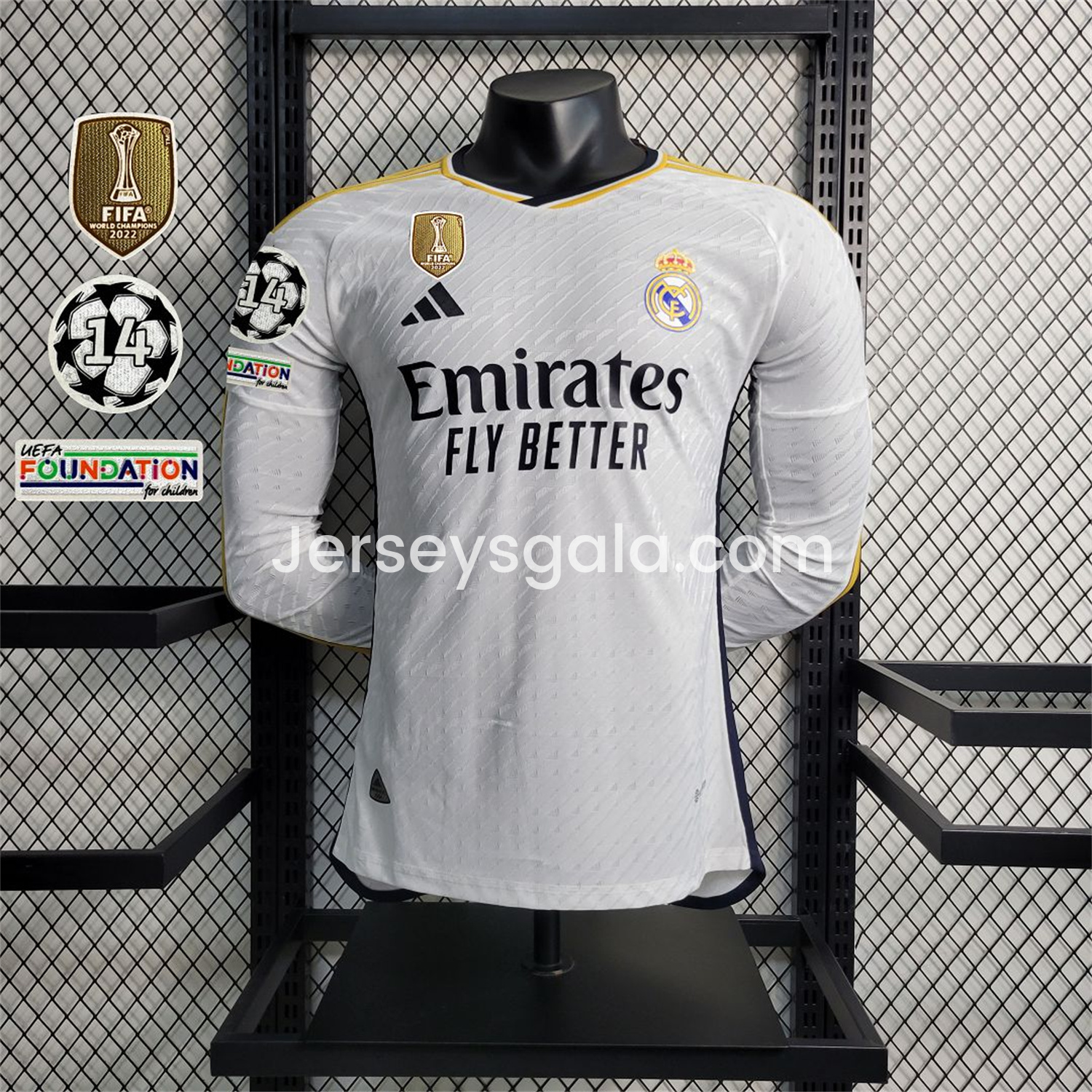 JerseysGala.com | Retro Real Madrid 2023-24 Home Long Sleeves Jersey - Player Version -Customize Name, Number and Patch | Worldwide Shipping