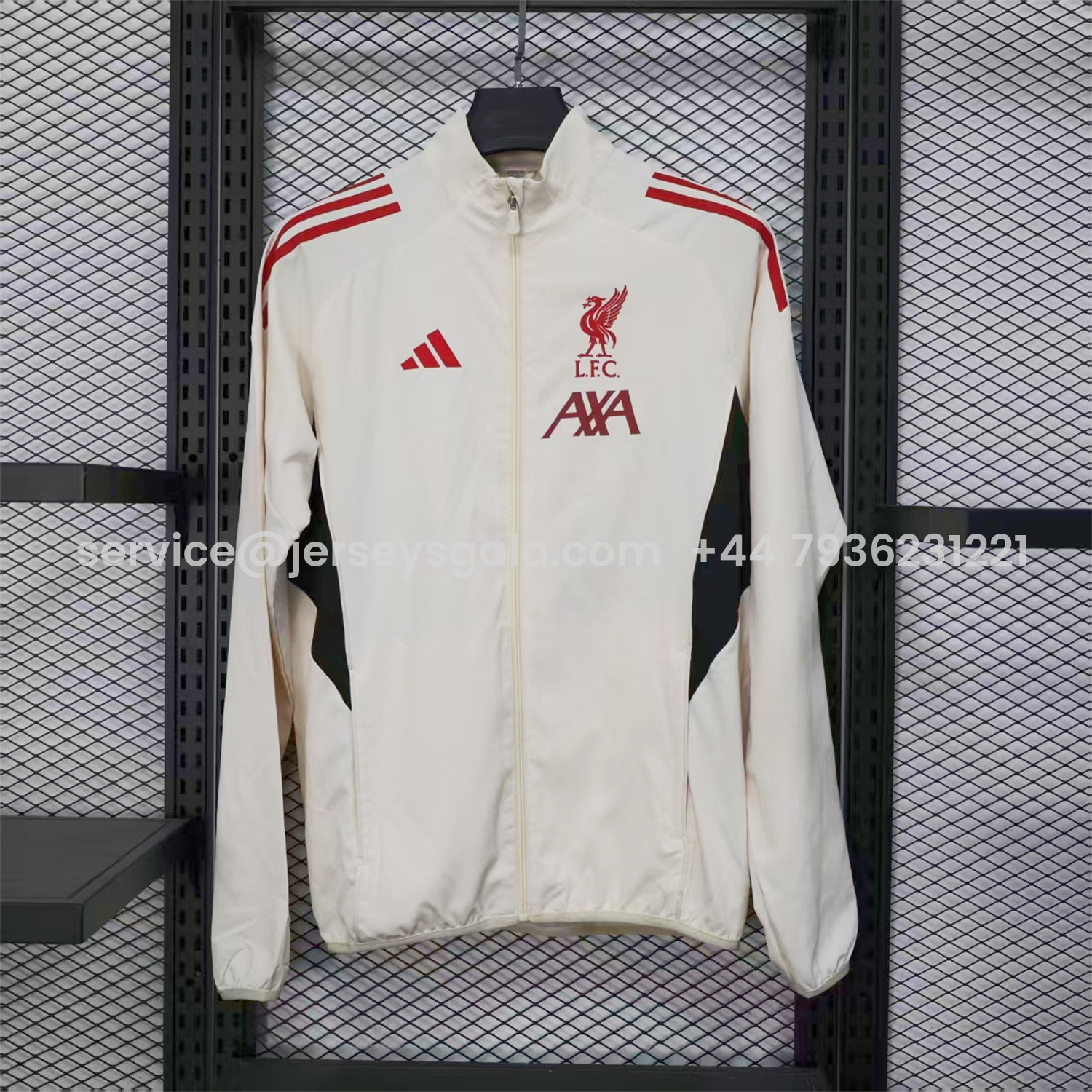 JerseysGala.com | Liver.pool 25-26 White Windbreaker Jacket - Deep Green -Customize Name, Number and Patch | Worldwide Shipping