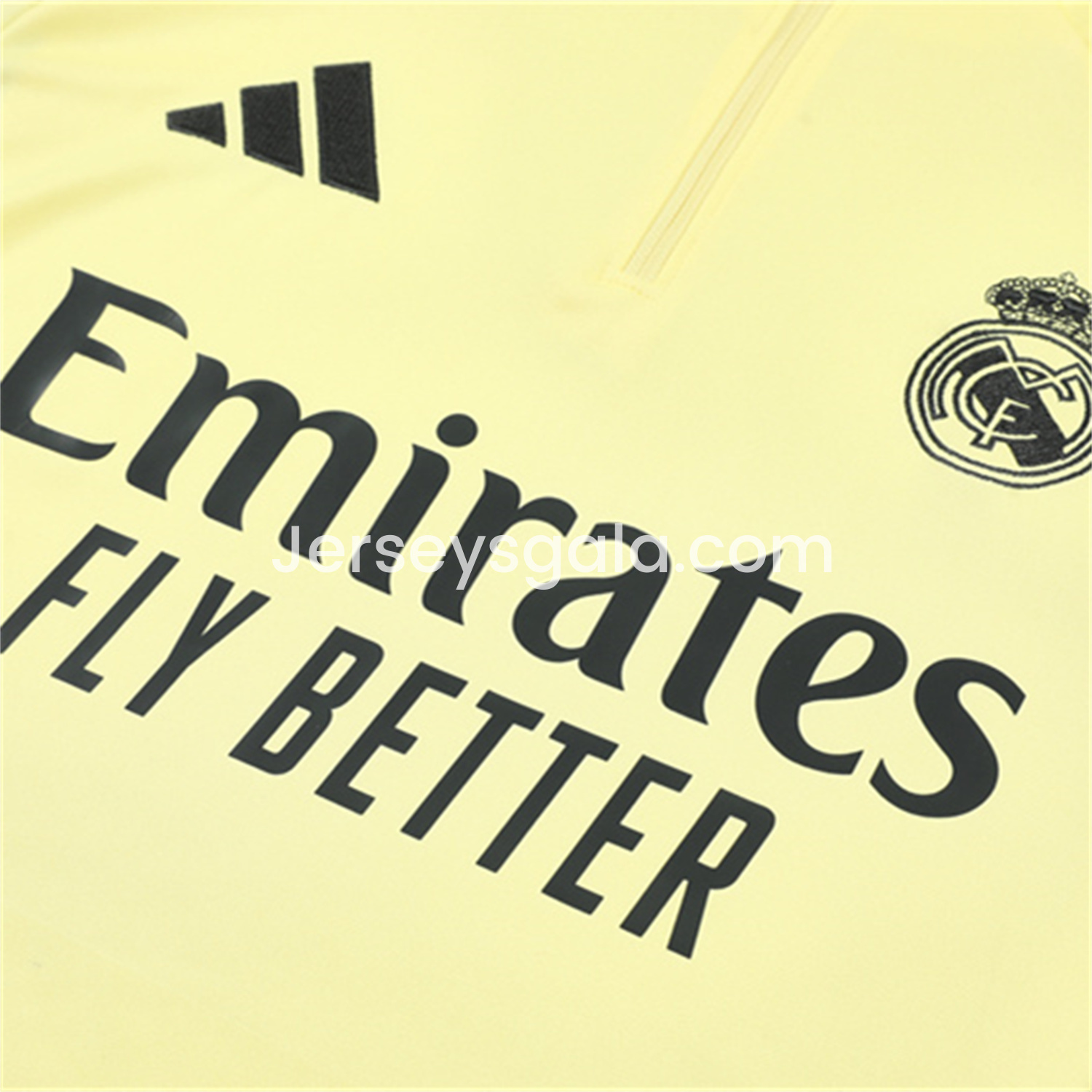 JerseysGala.com | Real Madrid 25-26 Long Sleeves Training Set - Yellow Top & Gray Pants -Customize Name, Number and Patch | Worldwide Shipping