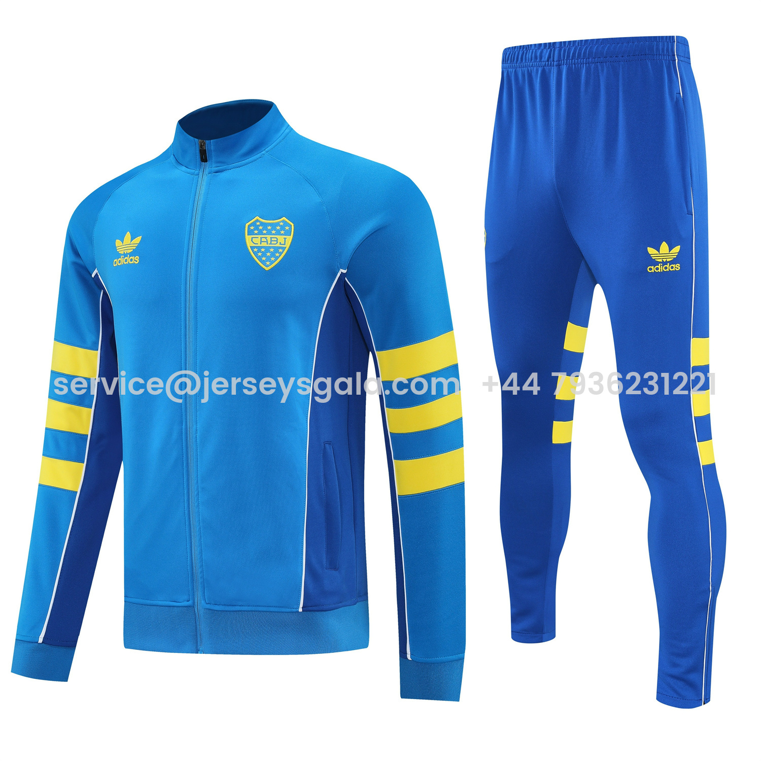 JerseysGala.com | Boca Juniors 25-26 Jacket Training Tracksuit - Light Blue Jackets & Blue Pants -Customize Name, Number and Patch | Worldwide Shipping