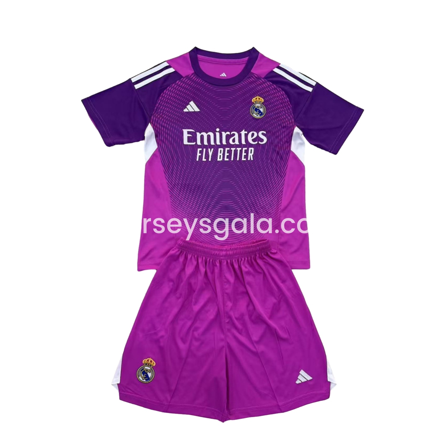 JerseysGala.com | Real Madrid 25-26 Purple Goalkeeper Kids Kit -Customize Name, Number and Patch | Worldwide Shipping