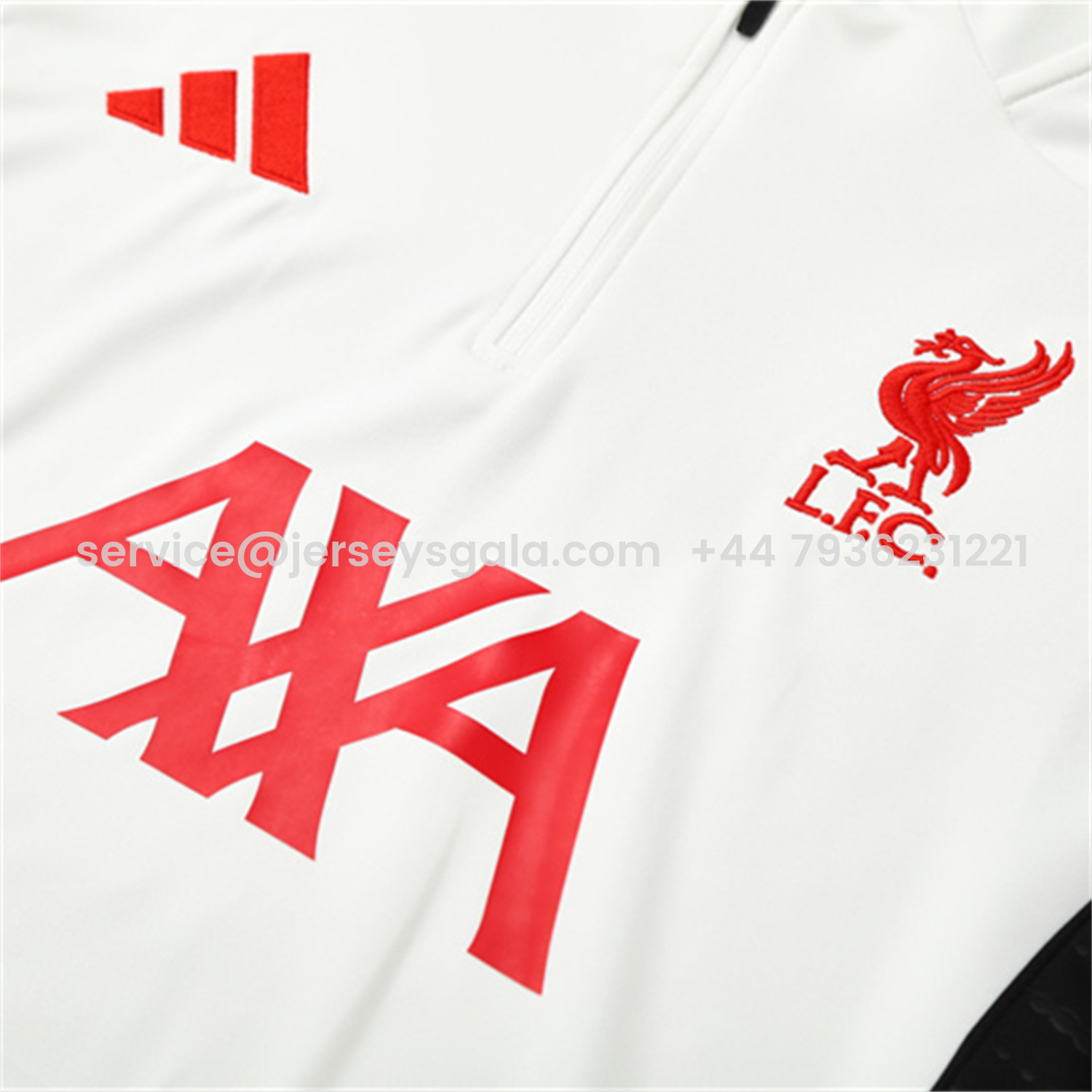 JerseysGala.com | Liver.pool 25-26 Long Sleeve Training Set - White Top & Black Pants -Customize Name, Number and Patch | Worldwide Shipping