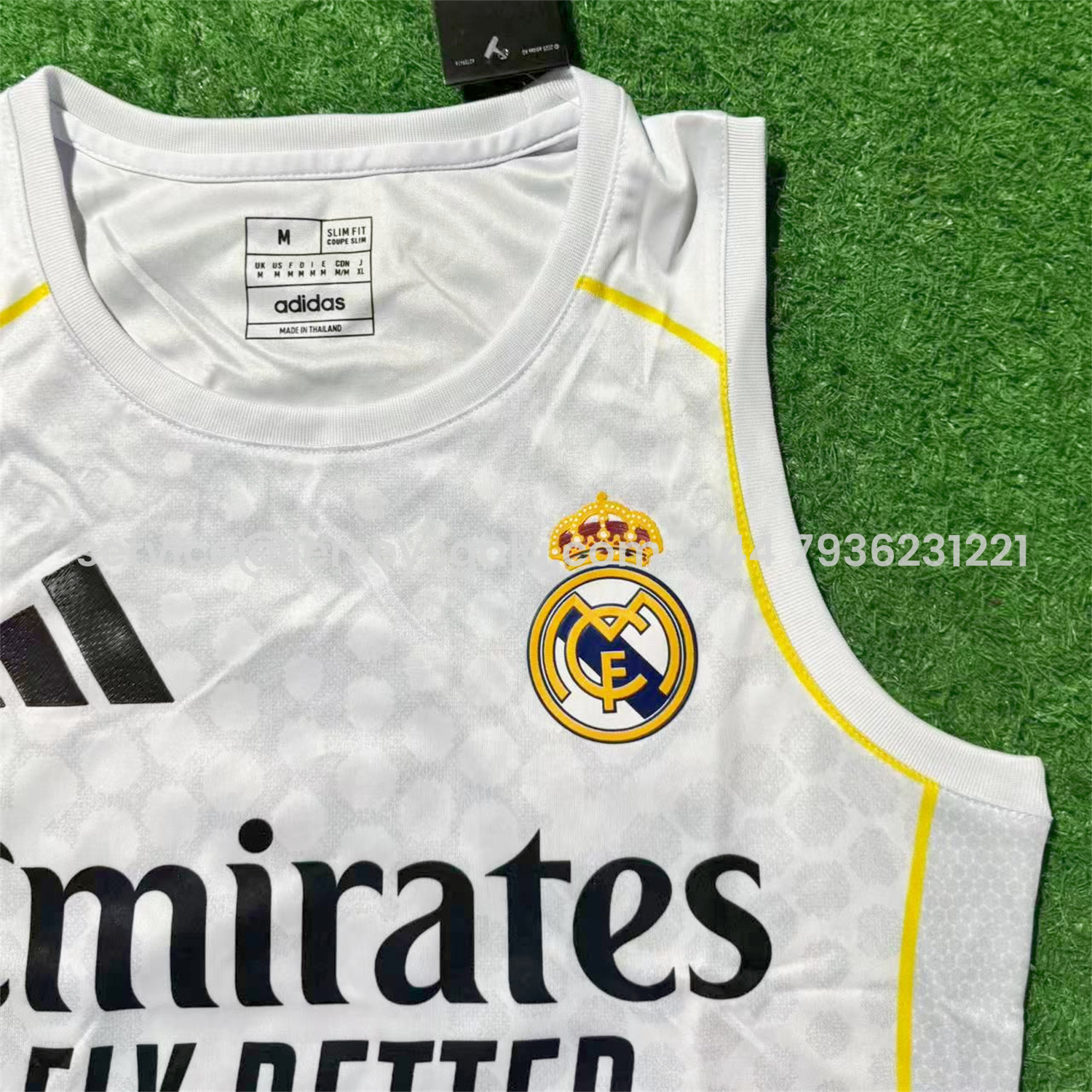 JerseysGala.com | Women's Real Madrid 25-26 Home Gold Line White Yoga Vest -Customize Name, Number and Patch | Worldwide Shipping