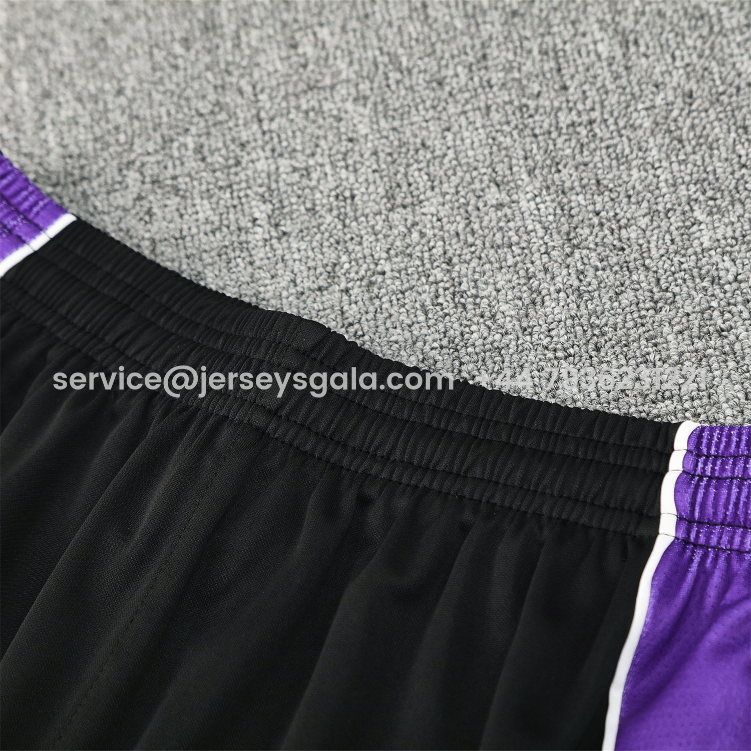 JerseysGala.com | Real Madrid 25-26 Short-Sleeve Training Set - Blue Edge White Top & Black Shorts -Customize Name, Number and Patch | Worldwide Shipping
