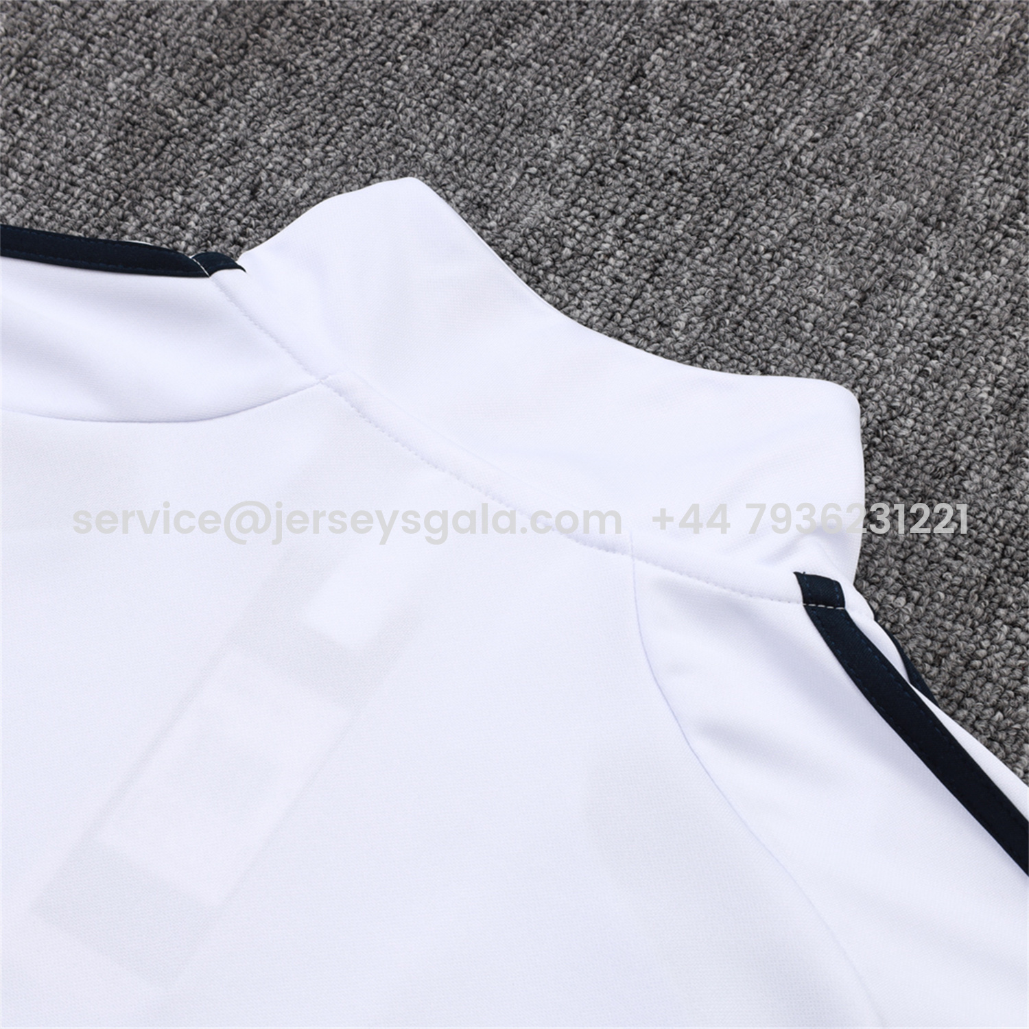 JerseysGala.com | Real Madrid 25-26 Jacket Training Tracksuit - White Throwback Jackets & Black Pants -Customize Name, Number and Patch | Worldwide Shipping