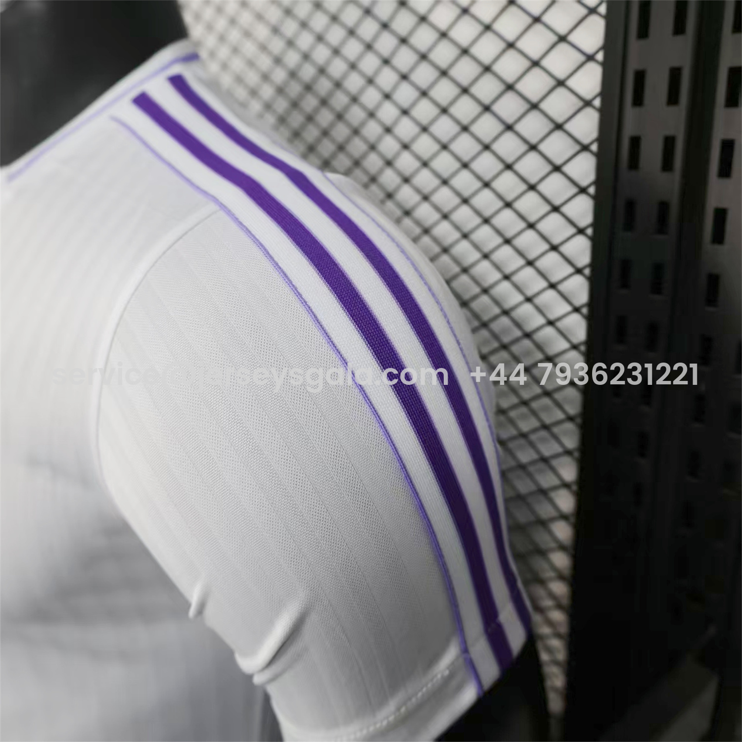 JerseysGala.com | Real Madrid 25-26 Purple Logo White Jersey - Player Version -Customize Name, Number and Patch | Worldwide Shipping