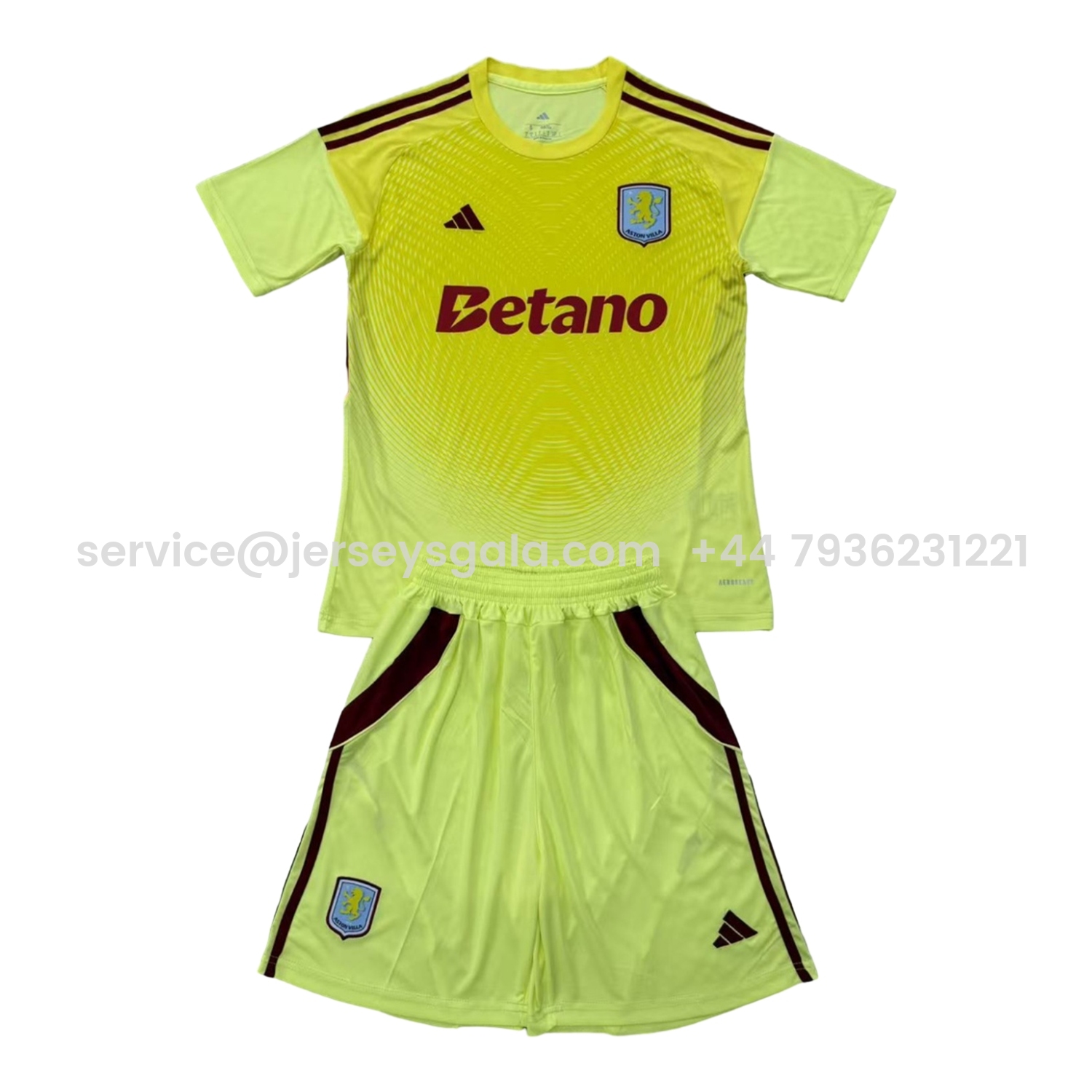 JerseysGala.com | Aston Villa 25-26 Yellow Goalkeeper Men's Adult Jersey Set - Fans Version -Customize Name, Number and Patch | Worldwide Shipping