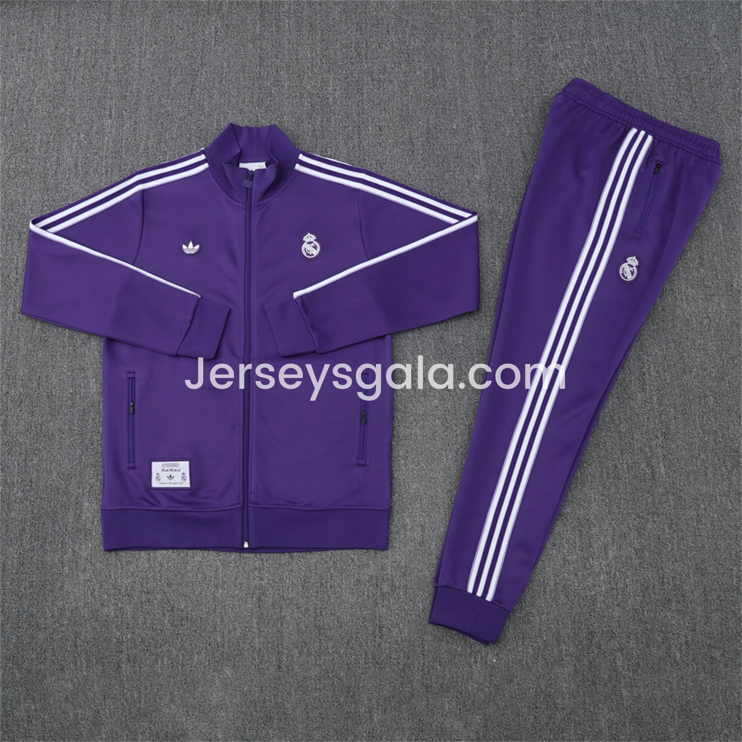 JerseysGala.com | Real Madrid 25-26 Purple Terrace Icon Jacket Training Tracksuit - Purple Jackets & Pants -Customize Name, Number and Patch | Worldwide Shipping