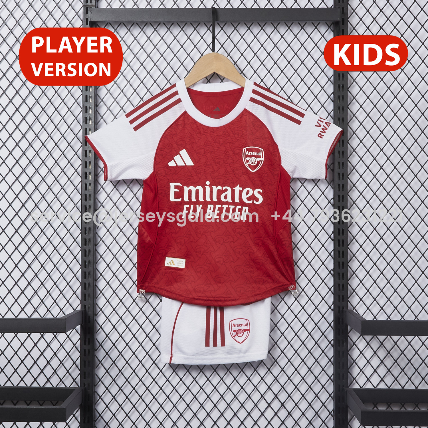 JerseysGala.com | Arsenal 25-26 Home Kids Kit - Player Version -Customize Name, Number and Patch | Worldwide Shipping