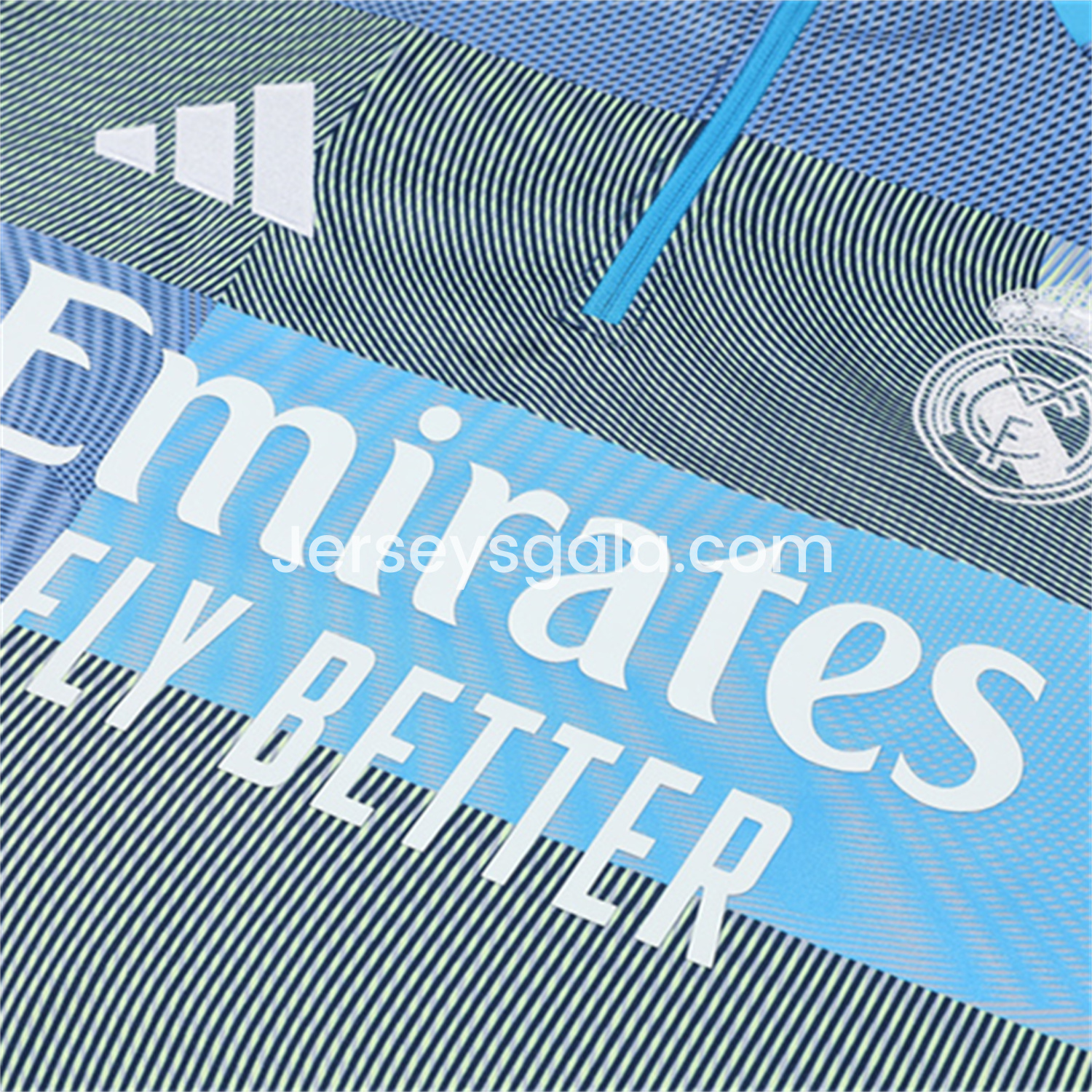 JerseysGala.com | Real Madrid 25-26 Long Sleeves Training Set - Blue-Gray Camouflage Top & Blue Pants -Customize Name, Number and Patch | Worldwide Shipping