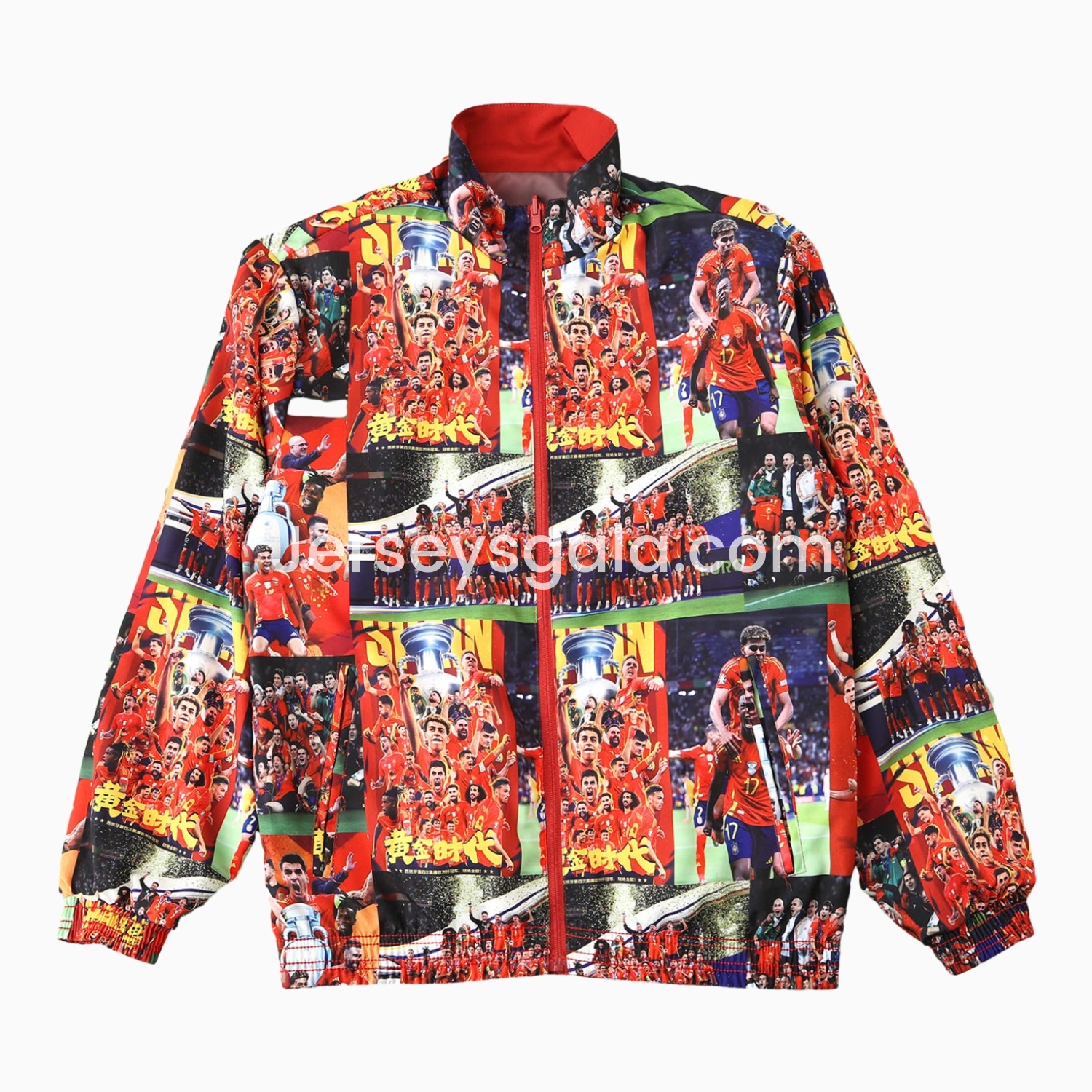 JerseysGala.com | Spain 24-25 Red Double Sided Reversible Windbreaker - 2024 EURO Championship -Customize Name, Number and Patch | Worldwide Shipping