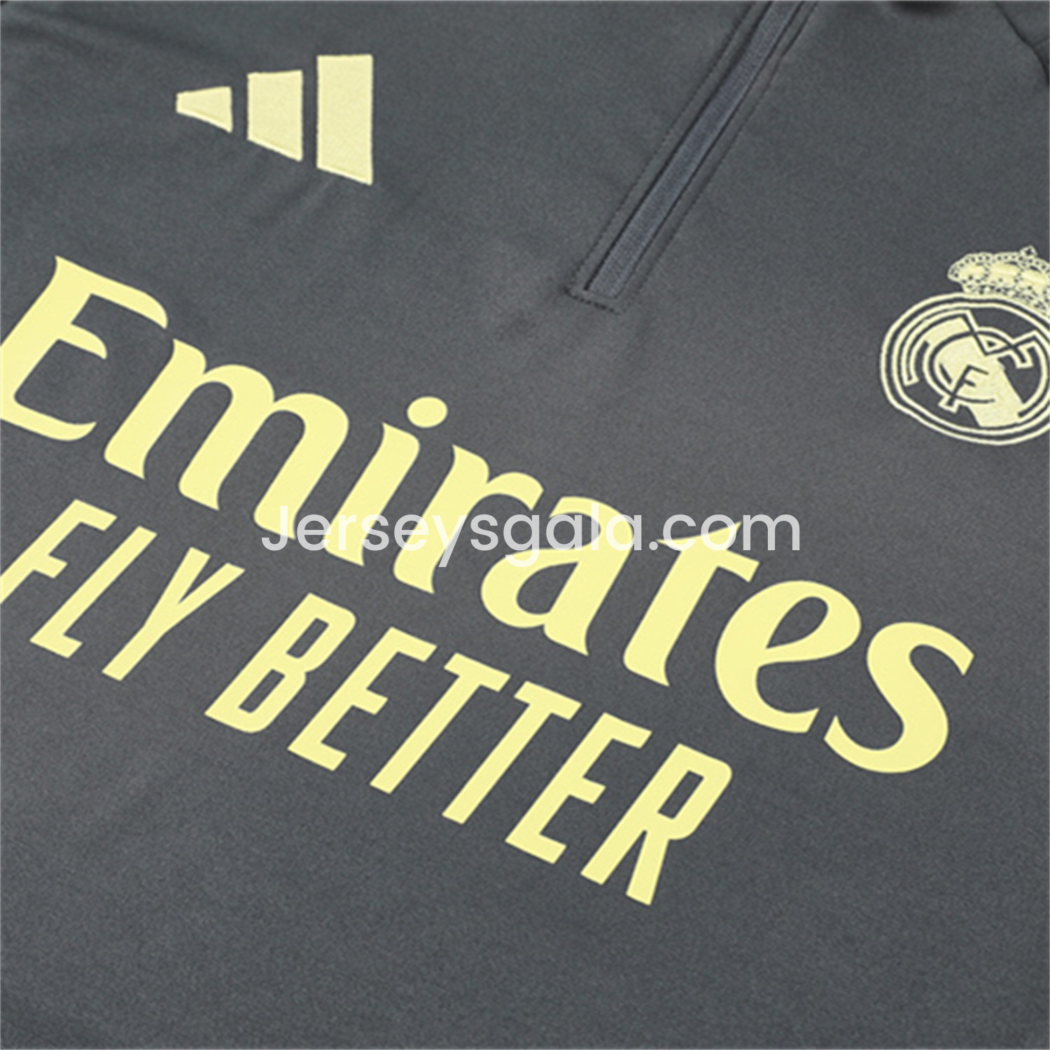 JerseysGala.com | Real Madrid 25-26 Long Sleeves Training Set - Gray Top & Gray Pants -Customize Name, Number and Patch | Worldwide Shipping