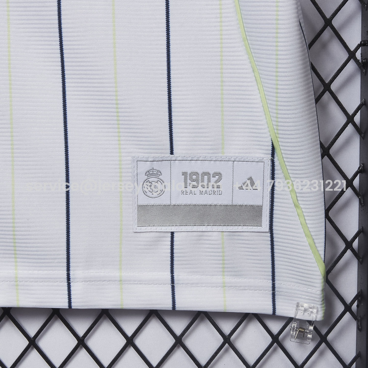 JerseysGala.com | Real Madrid 25-26 White Baseball Jersey with Black Stripes -Customize Name, Number and Patch | Worldwide Shipping