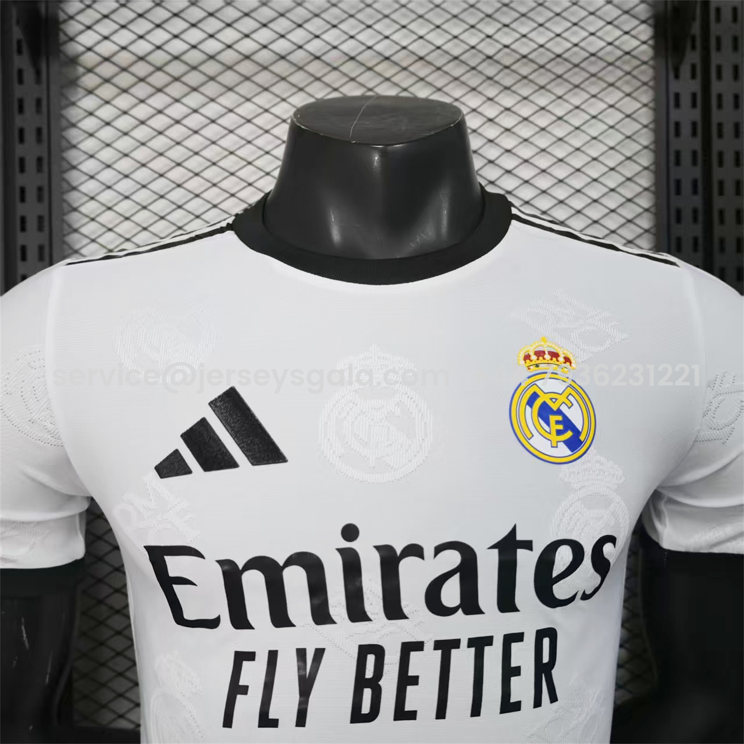 JerseysGala.com | Real Madrid 25-26 White Team Logo Jacquard Special Jersey - Player Version -Customize Name, Number and Patch | Worldwide Shipping