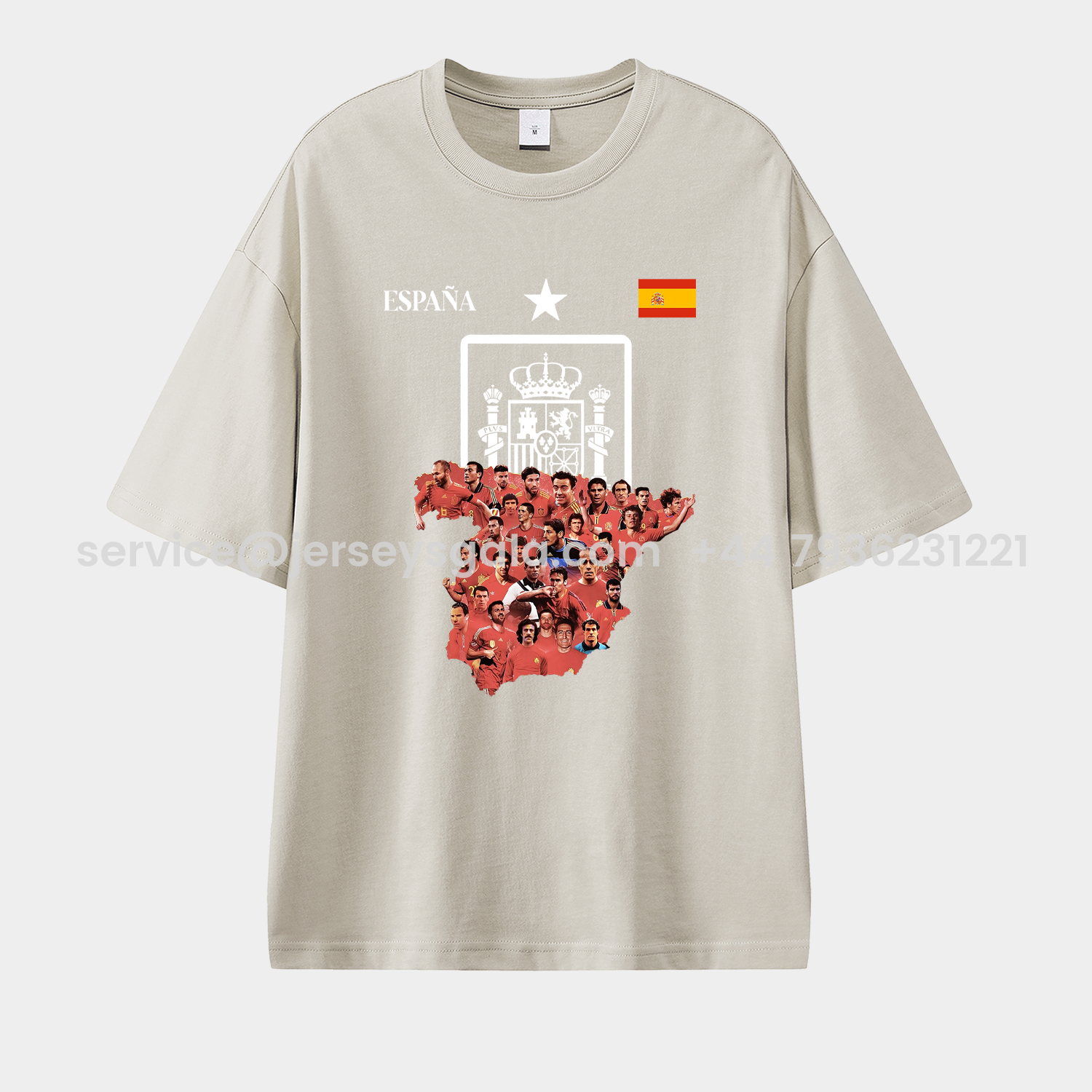 JerseysGala.com | Spain Legendary Players Unisex Pure Cotton T-shirt -Customize Name, Number and Patch | Worldwide Shipping