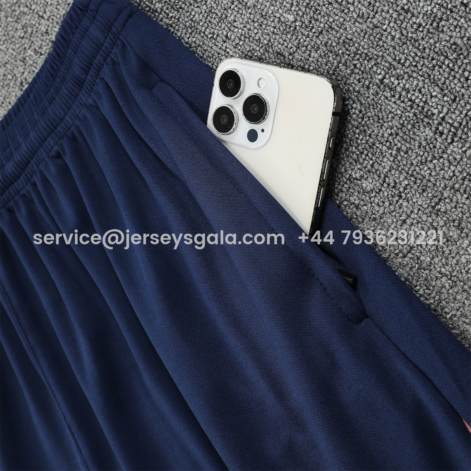 JerseysGala.com | Barcelona 25-26 Short-Sleeve Training Set - Cream Top & Deep Blue Shorts -Customize Name, Number and Patch | Worldwide Shipping