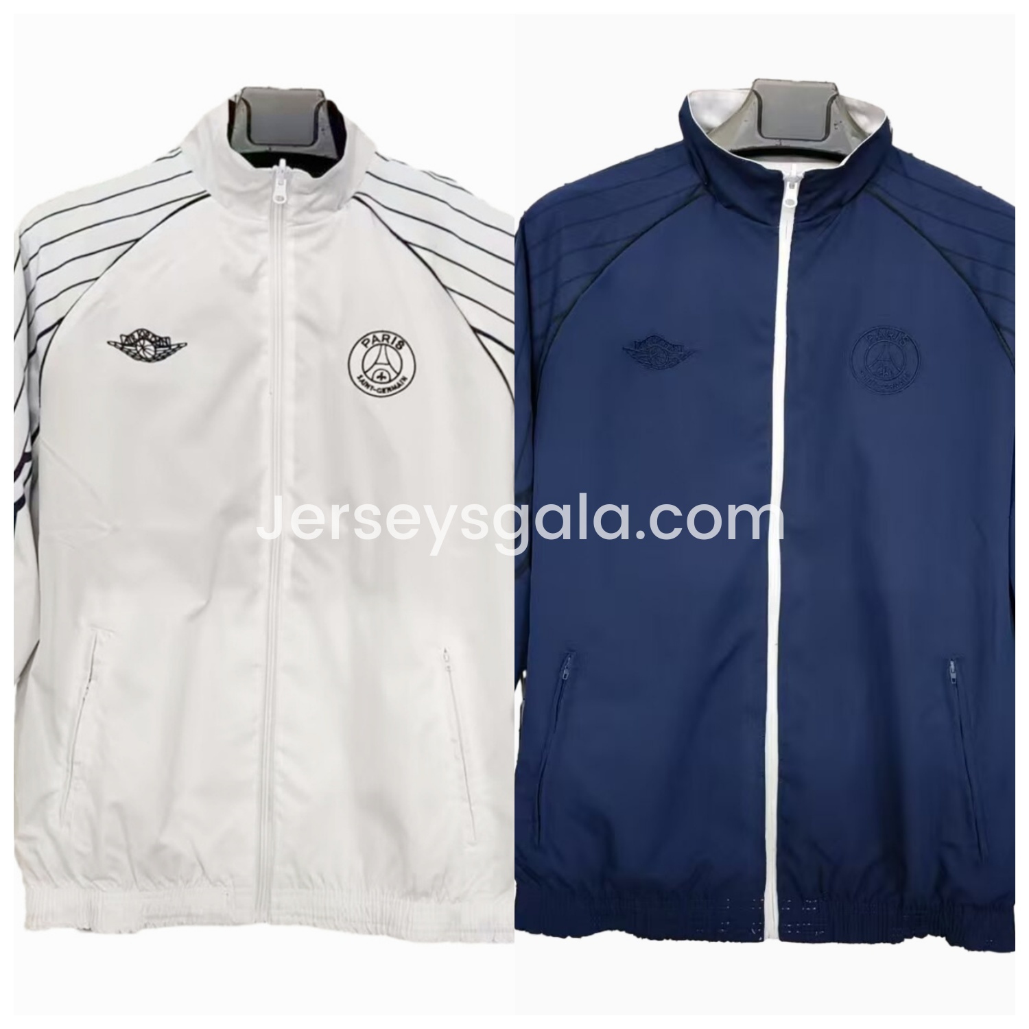 JerseysGala.com | Paris Saint-Germain PSG 24-25 Wings Double Sided Reversible Windbreaker - White & Blue -Customize Name, Number and Patch | Worldwide Shipping