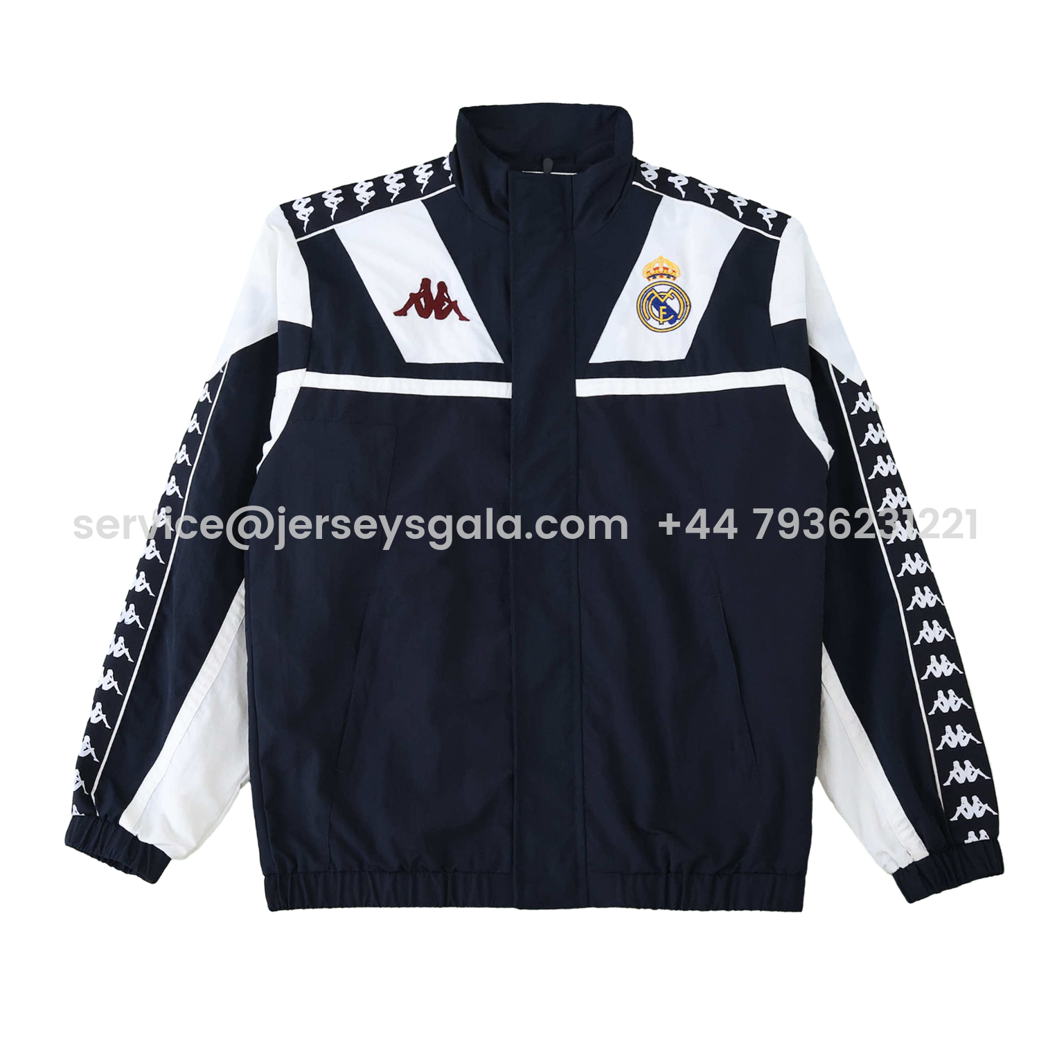 JerseysGala.com | Real Madrid 25-26 Throwback Windbreaker Jacket - Black -Customize Name, Number and Patch | Worldwide Shipping