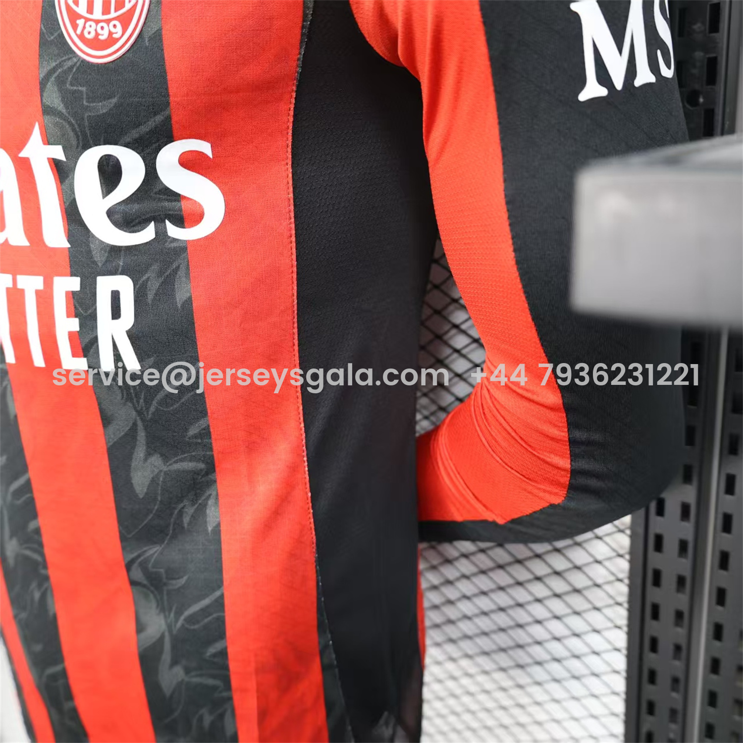JerseysGala.com | AC Milan 25-26 Home Long Sleeves Jersey - Player Version -Customize Name, Number and Patch | Worldwide Shipping