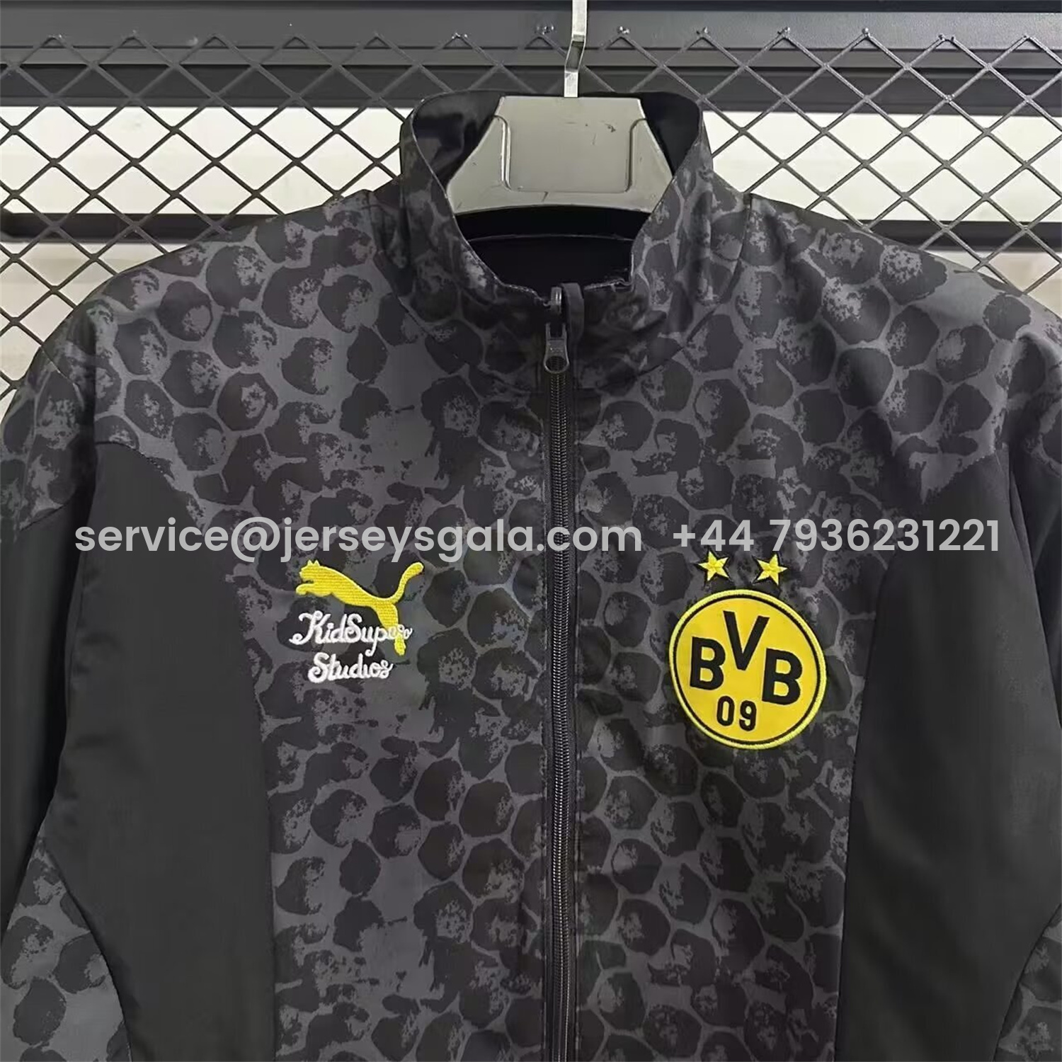 JerseysGala.com | Dortmund 25-26 Black and Gray Double-Sided Training Windbreaker Jacket -Customize Name, Number and Patch | Worldwide Shipping