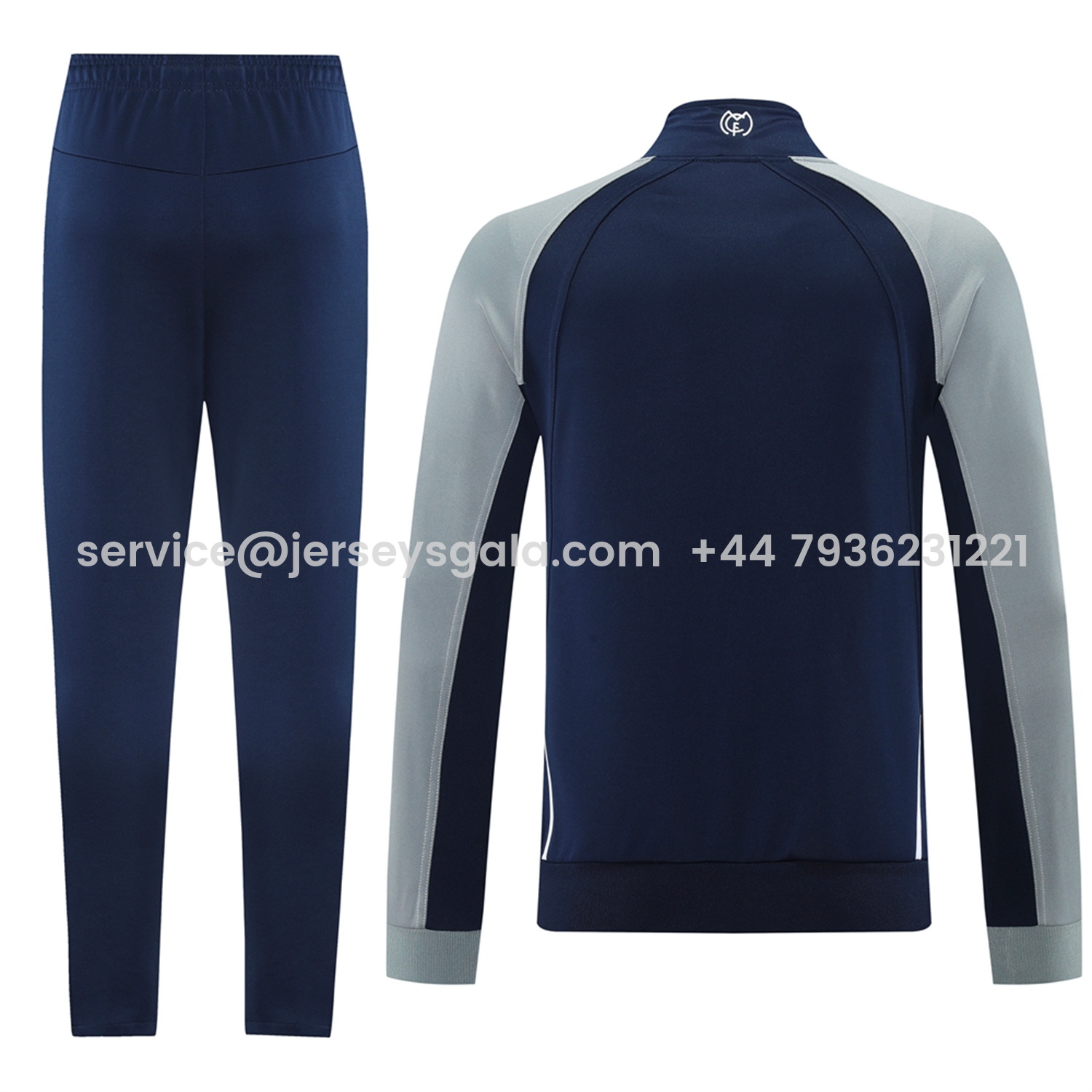 JerseysGala.com | Real Madrid 25-26 Jacket Training Tracksuit - Blue Grey Jackets & Pants -Customize Name, Number and Patch | Worldwide Shipping