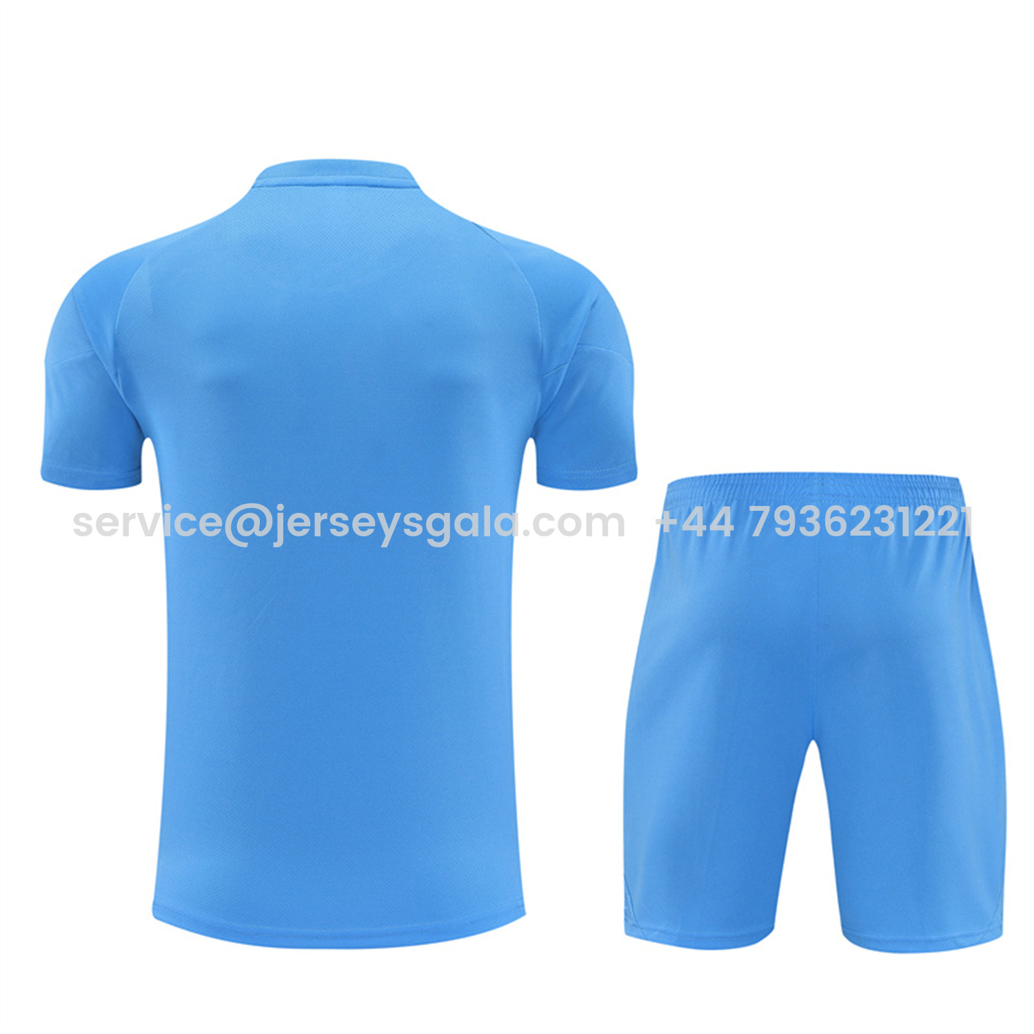 JerseysGala.com | Real Madrid 25-26 Short-Sleeve Training Set - Sky Blue Top and Sky Blue Shorts -Customize Name, Number and Patch | Worldwide Shipping