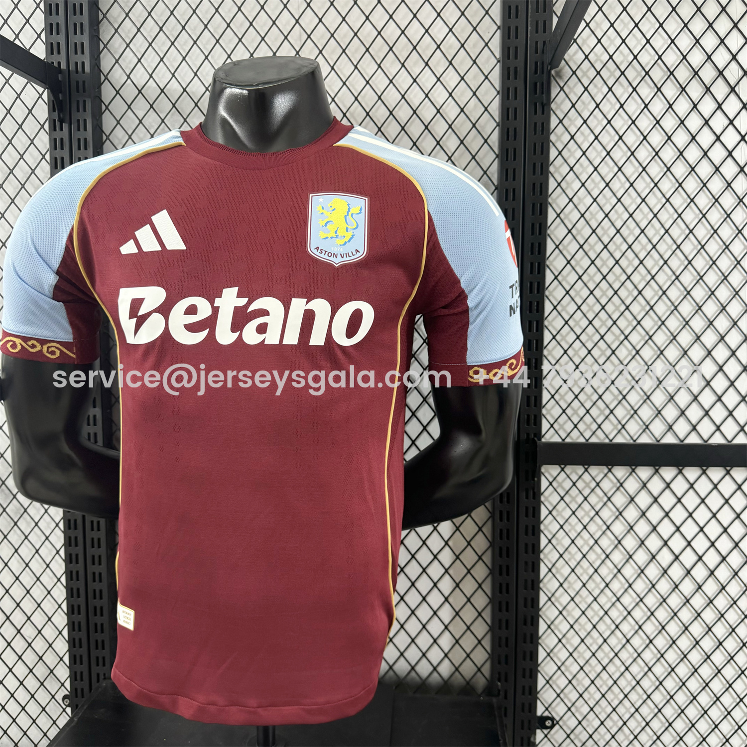 JerseysGala.com | Aston Villa 25-26 Home Jersey - Player Version -Customize Name, Number and Patch | Worldwide Shipping
