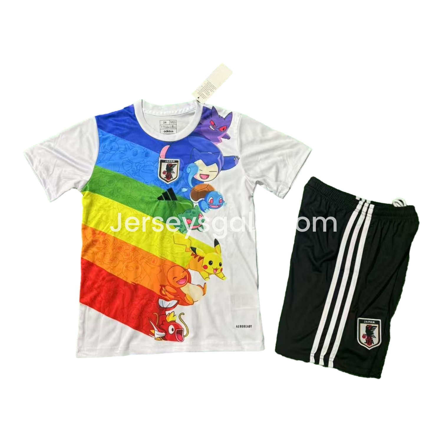 JerseysGala.com | Japan 25-26 Pokemon Rainbow White Kids Kit -Customize Name, Number and Patch | Worldwide Shipping