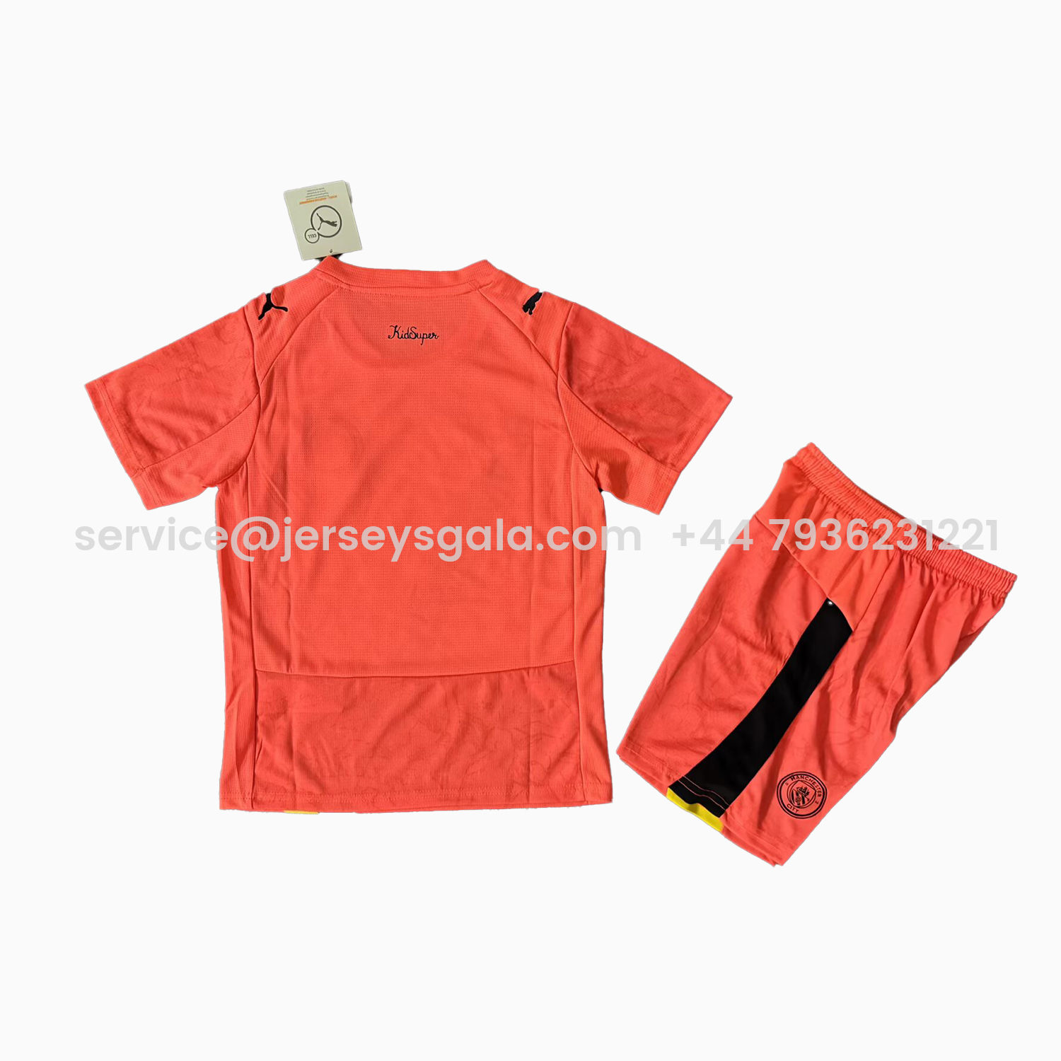 JerseysGala.com | Manchester City 25-26 Third Orange Kids Kit -Customize Name, Number and Patch | Worldwide Shipping