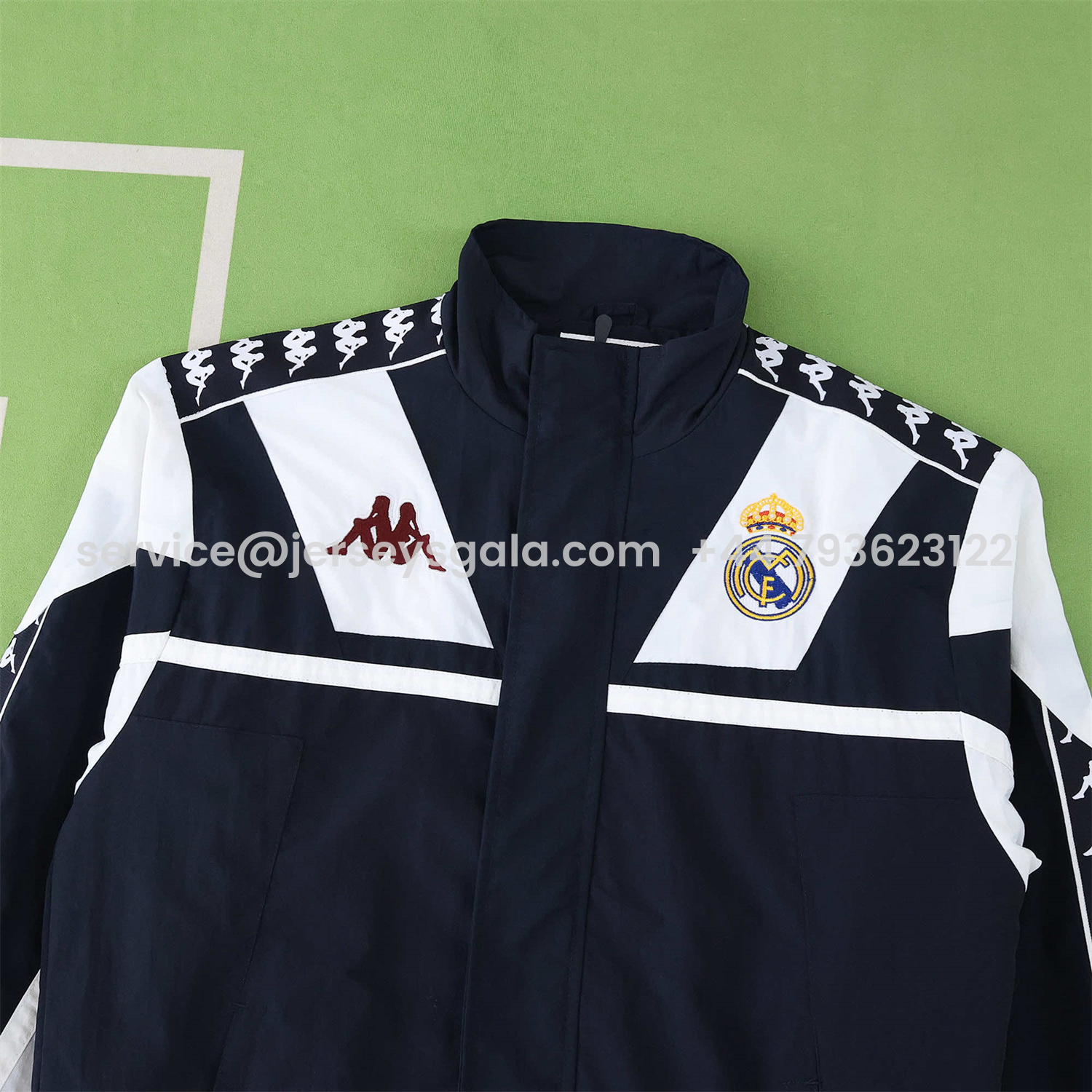 JerseysGala.com | Real Madrid 25-26 Throwback Windbreaker Jacket - Black -Customize Name, Number and Patch | Worldwide Shipping