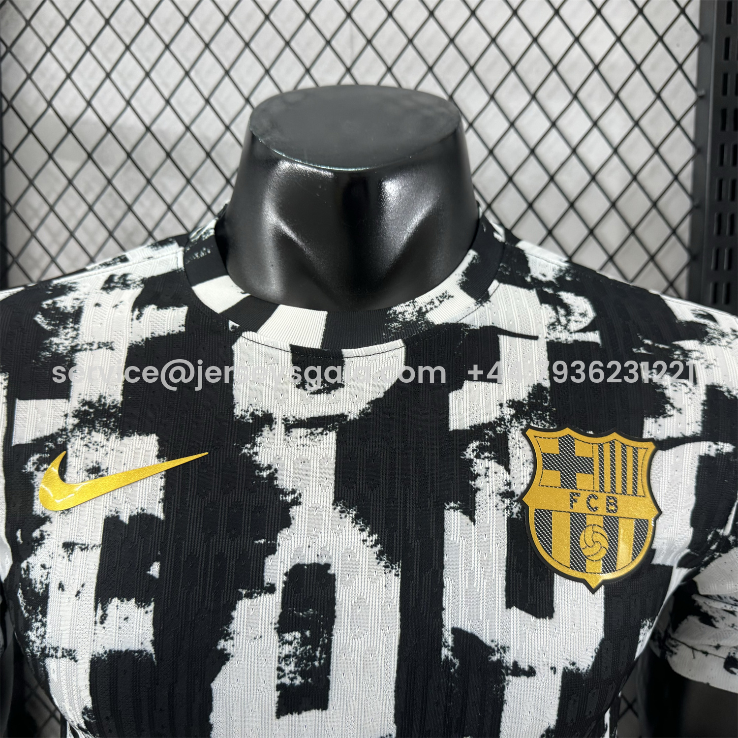 JerseysGala.com | Barcelona 25-26 Unsponsored White & Black Letters Special Jersey - Player Version -Customize Name, Number and Patch | Worldwide Shipping