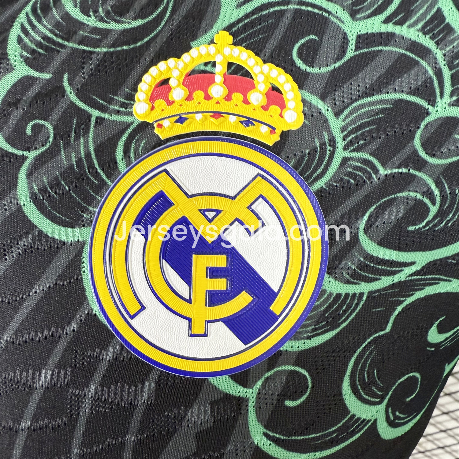 JerseysGala.com | Real Madrid 25-26 Green Dragon Soars Black Jersey - Player Version -Customize Name, Number and Patch | Worldwide Shipping