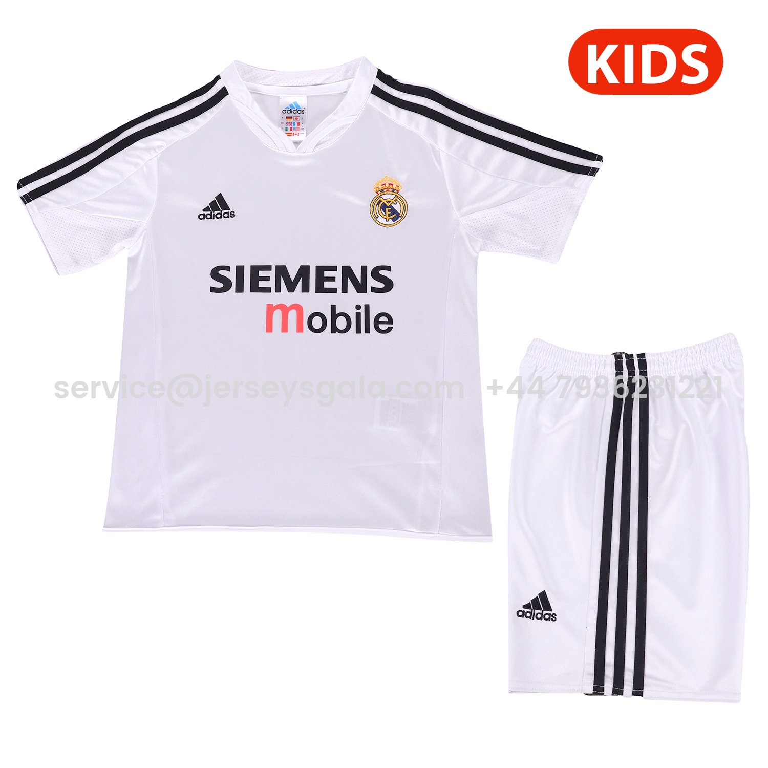 JerseysGala.com | Retro Real Madrid 04-05 Home Kids Kit -Customize Name, Number and Patch | Worldwide Shipping