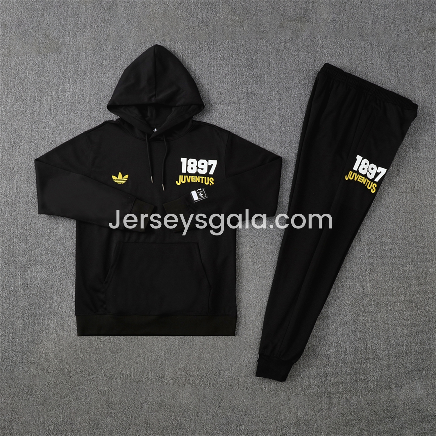 JerseysGala.com | Juventus 25-26 Originals Varsity Hoodie Set - Black Hoodie and Pants -Customize Name, Number and Patch | Worldwide Shipping