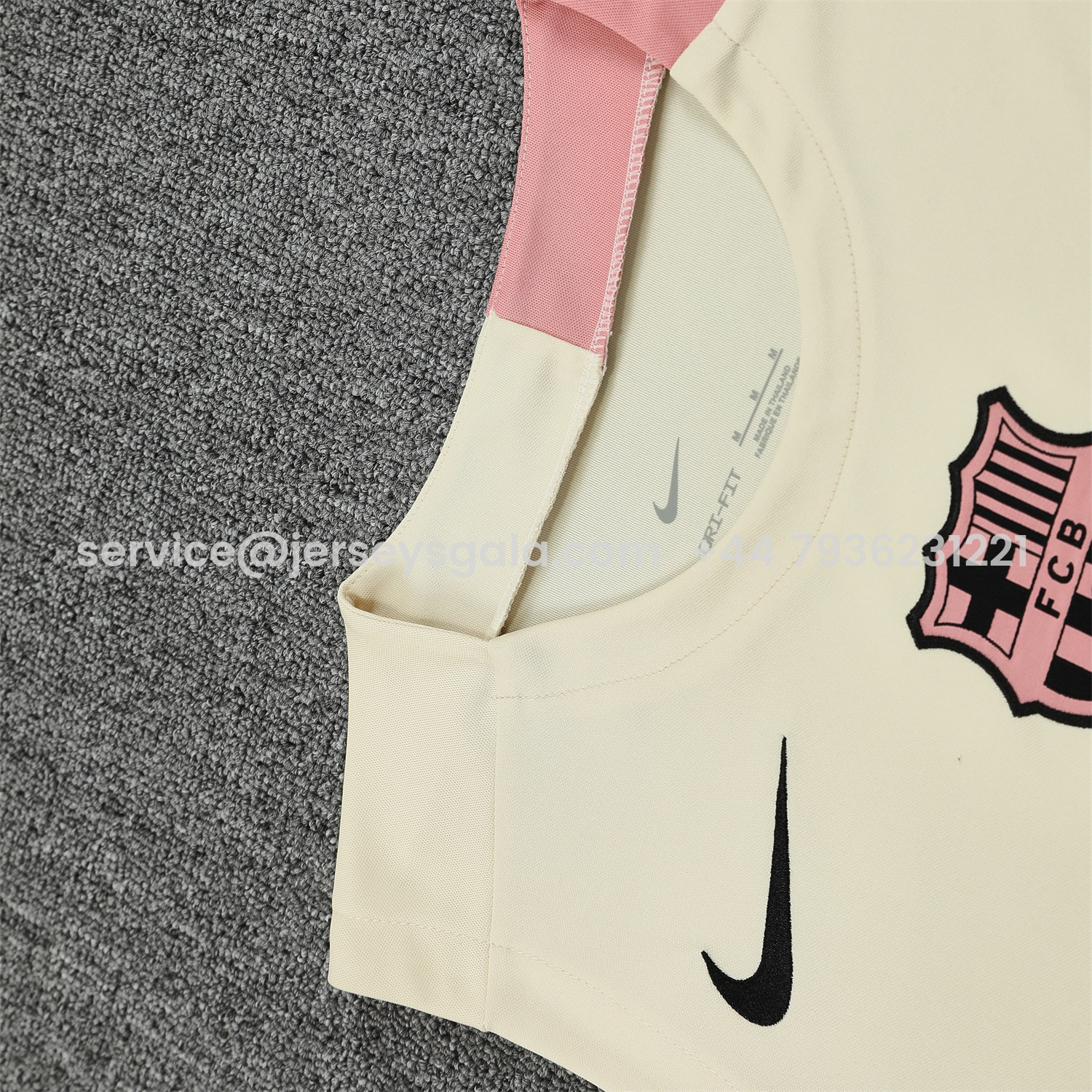JerseysGala.com | Barcelona 25-26 Vest Training Set - Cream Vest & Deep Blue Shorts -Customize Name, Number and Patch | Worldwide Shipping