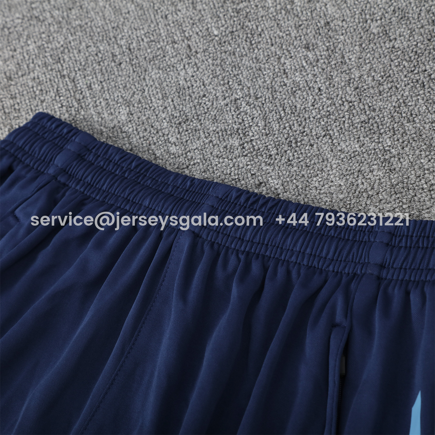 JerseysGala.com | Real Madrid 25-26 Vest Training Set - Blue Water Pattern Top & Deep Blue Shorts -Customize Name, Number and Patch | Worldwide Shipping