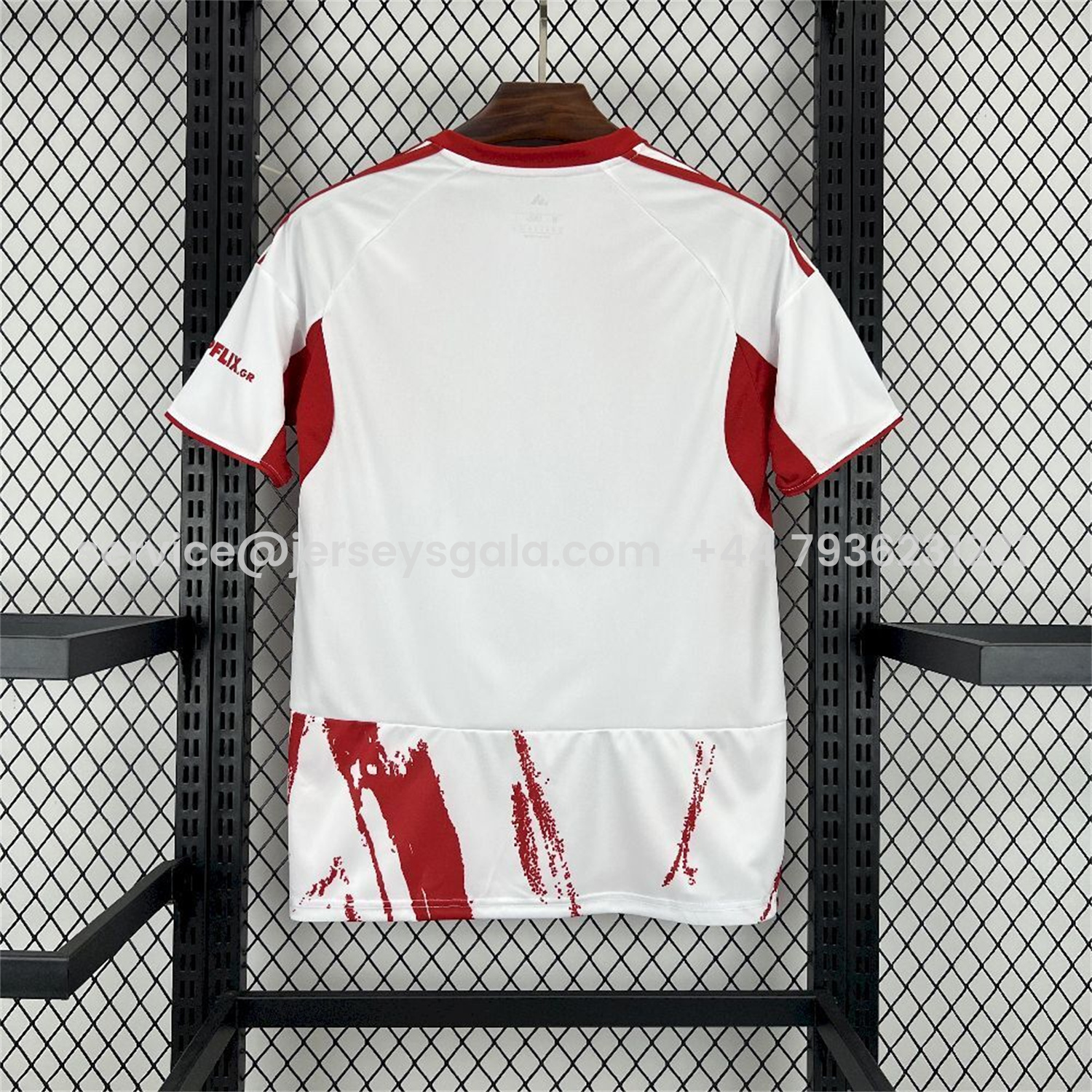 JerseysGala.com | Olympiacos 25-26 Away White Jersey - Fans Version -Customize Name, Number and Patch | Worldwide Shipping