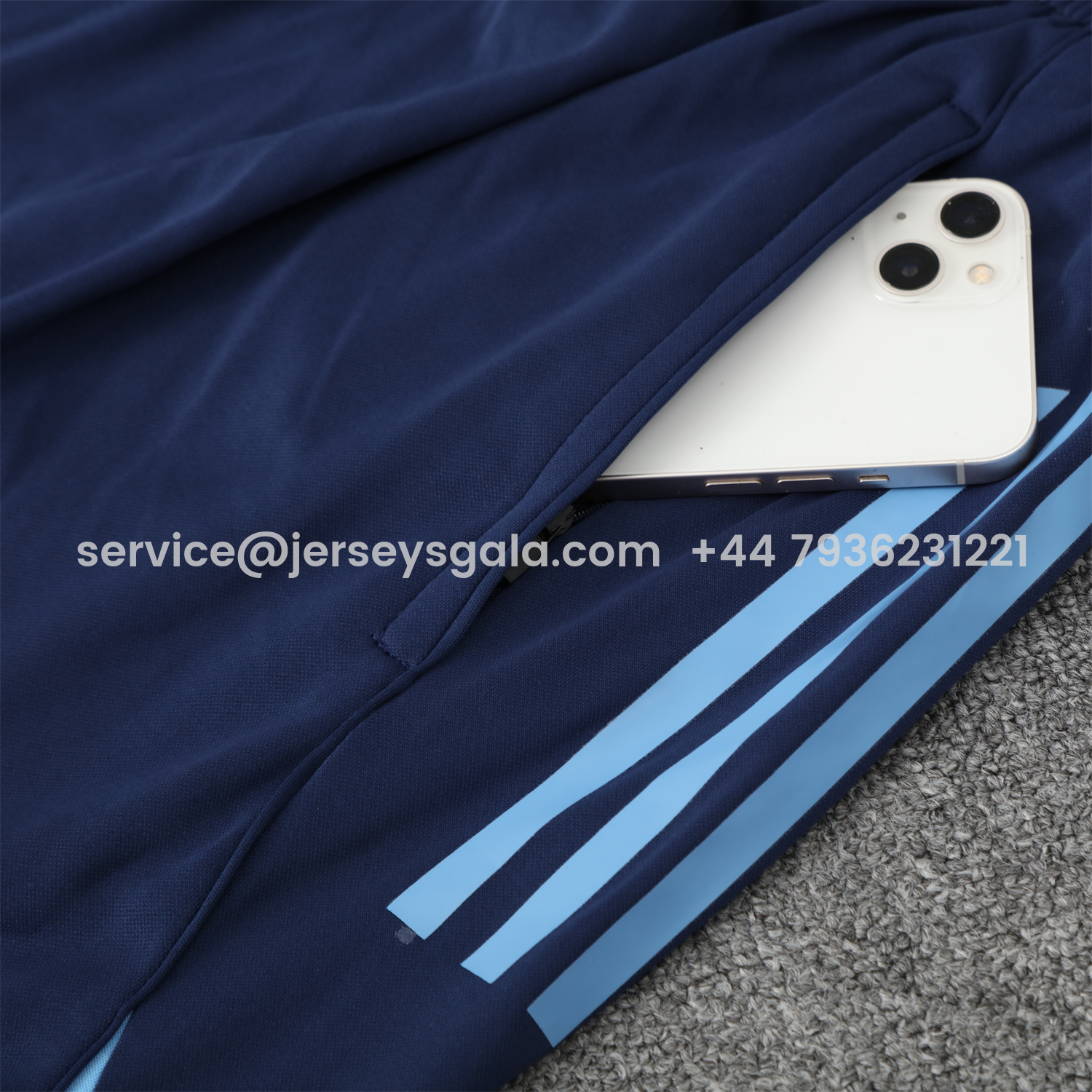 JerseysGala.com | Real Madrid 25-26 Vest Training Set - Blue Water Pattern Top & Deep Blue Shorts -Customize Name, Number and Patch | Worldwide Shipping