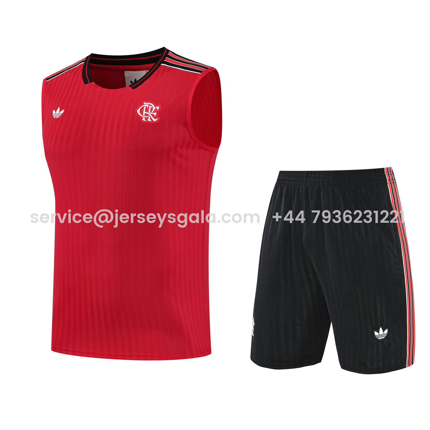 JerseysGala.com | Flamengo 25-26 Short-Sleeve Training Set - Red Vest & Black Shorts -Customize Name, Number and Patch | Worldwide Shipping