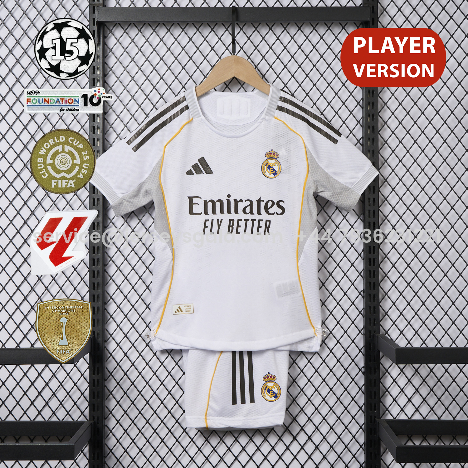 JerseysGala.com | Real Madrid 25-26 Home White Kids Kit - Player Version -Customize Name, Number and Patch | Worldwide Shipping