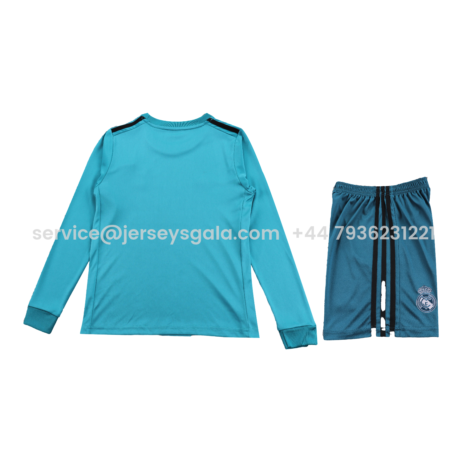 JerseysGala.com | Retro Real Madrid 17-18 Third Long Sleeves Kids Kit -Customize Name, Number and Patch | Worldwide Shipping