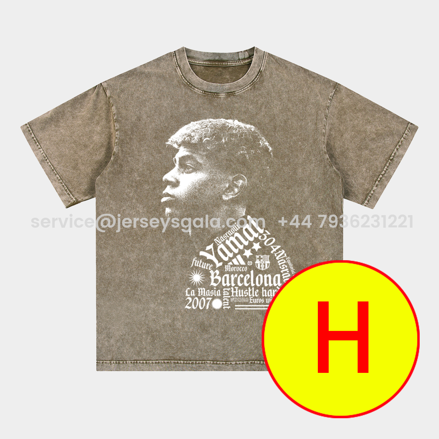 JerseysGala.com | LAMINE YAMAL - Barcelona No. 10 Legend Continues 2025 Oversized Washed T-Shirt -Customize Name, Number and Patch | Worldwide Shipping