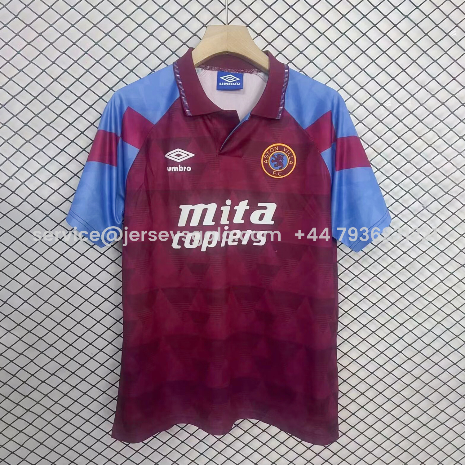 JerseysGala.com | Retro Aston Villa 1990-92 Home Jersey -Customize Name, Number and Patch | Worldwide Shipping