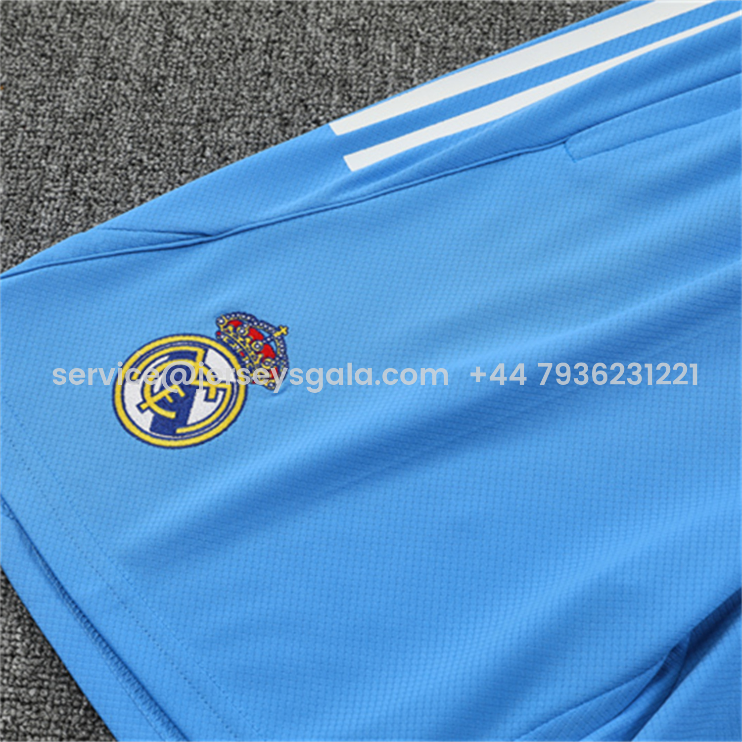 JerseysGala.com | Real Madrid 25-26 Short-Sleeve Training Set - Sky Blue Top and Sky Blue Shorts -Customize Name, Number and Patch | Worldwide Shipping